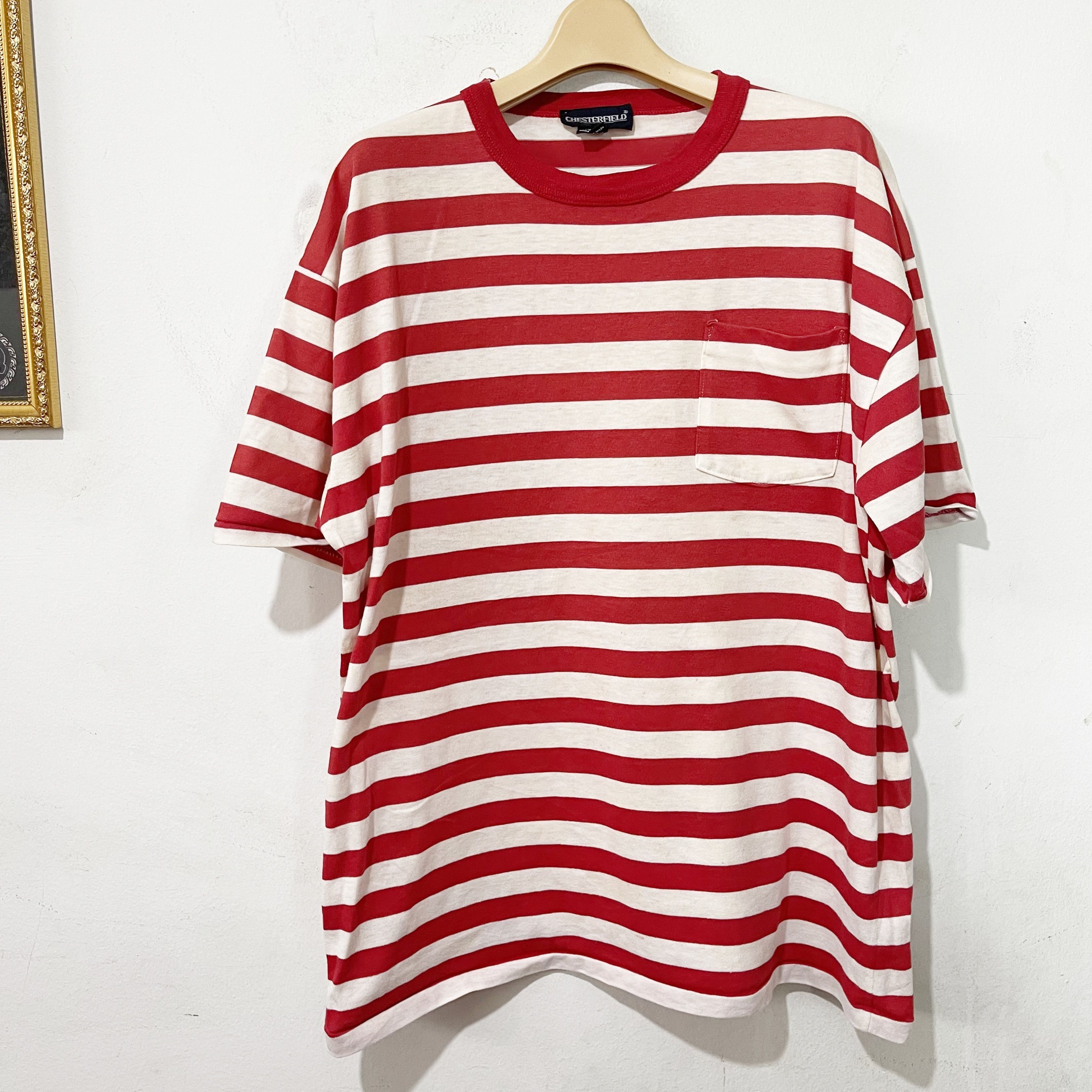 Vintage Vintage 90s Striped Pocket Tee Size US XL / EU 56 / 4 - 1 Thumbnail