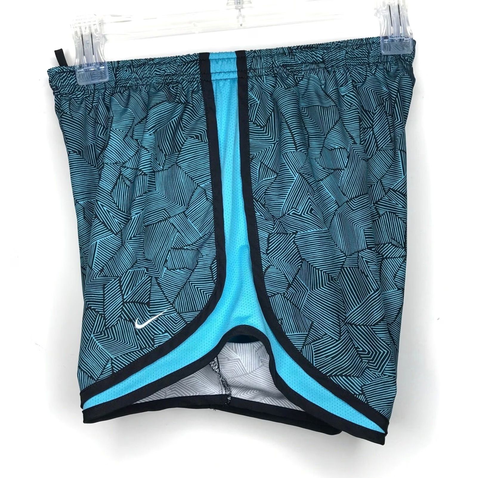 Nike Nike Dri-Fit Tempo Running Shorts Women's S Blue Black Geometric Print Lined Size 28" / US 6 / IT 42 - 3 Thumbnail