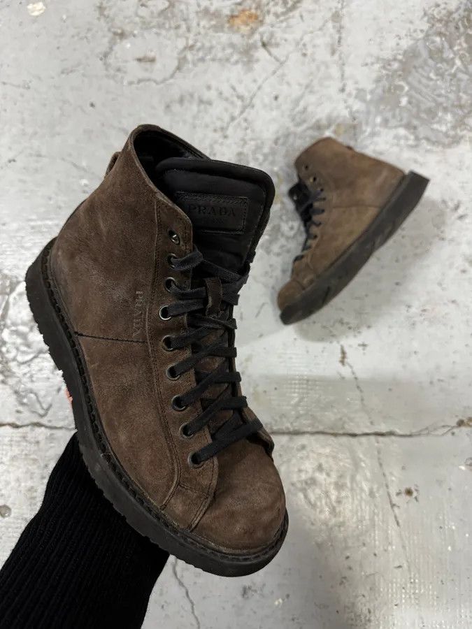 Prada 2000s Prada Brown High Suede Leather Boots Size US 9.5 / IT 39.5 - 1 Thumbnail