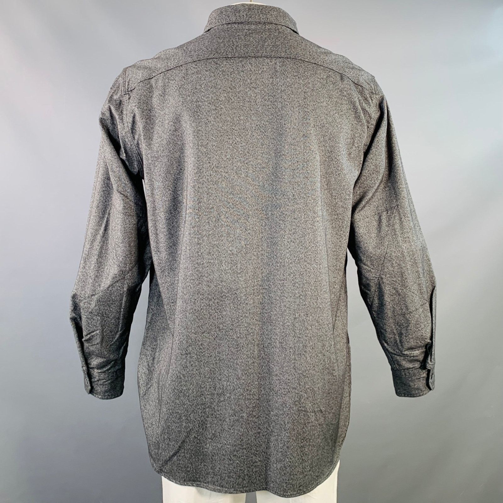 Size L Grey Heather Cotton Two Pockets Long Sleeve Shirt