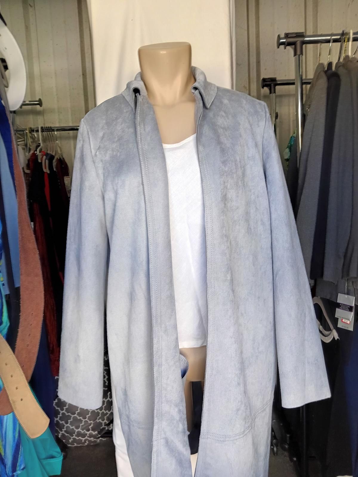 Designer Philosophy Light Blue Faux Suede Coat - Size M Size M / US 6-8 / IT 42-44 - 1 Thumbnail