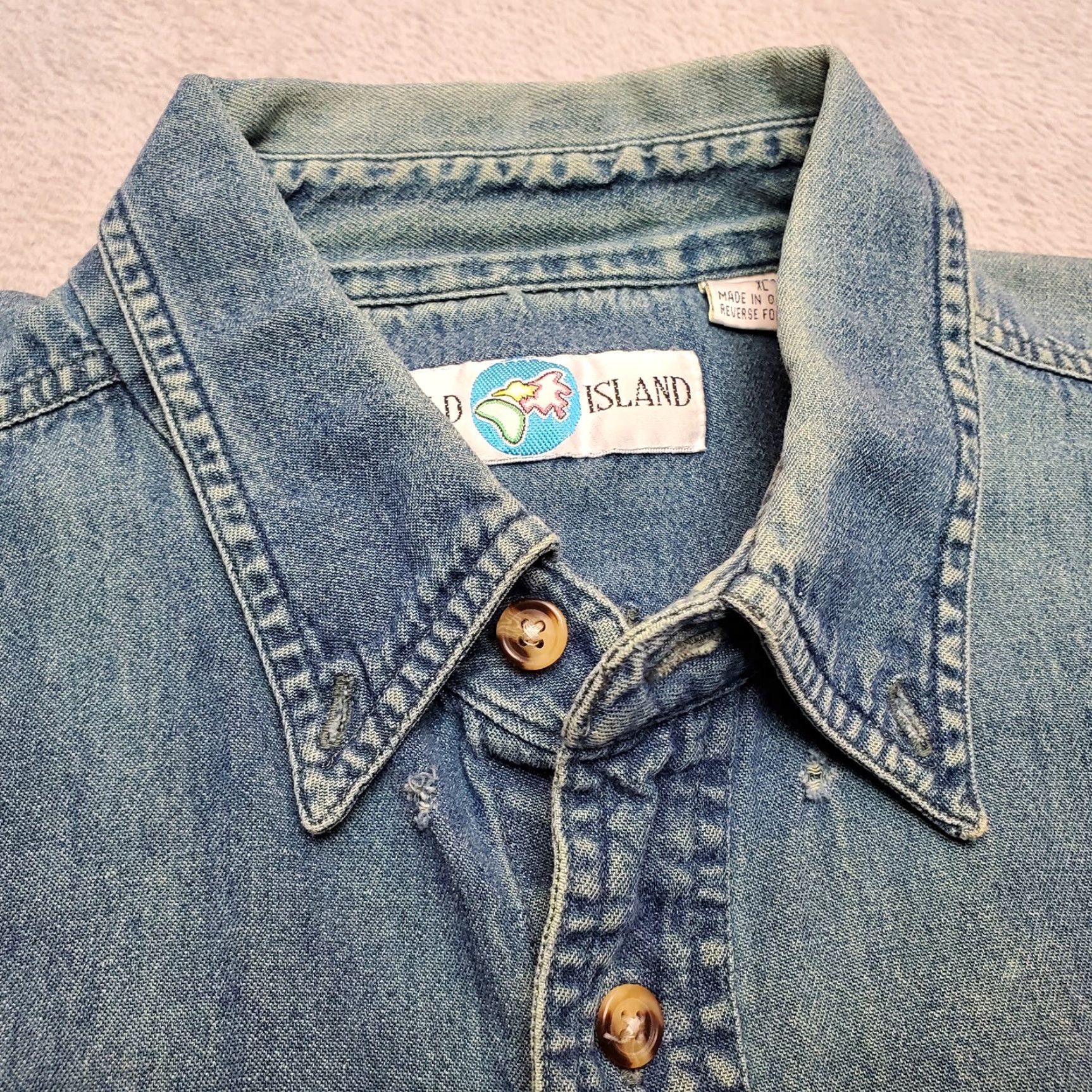 Vintage VINTAGE World Island Shirt Men XL Blue Denim Button-Up Western Workwear Size US XL / EU 56 / 4 - 4 Thumbnail