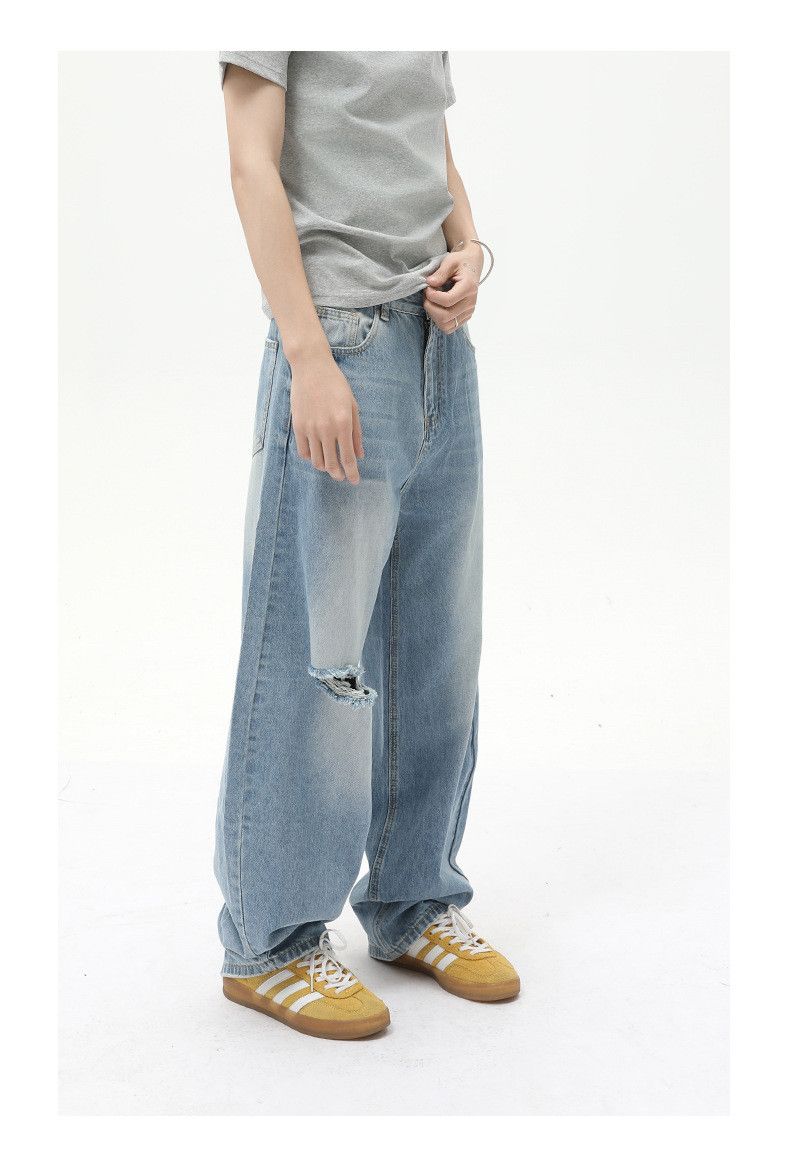 Japanese Brand Japanese distressed street retro loose ripped curved jeans Size US 32 / EU 48 - 2 Thumbnail