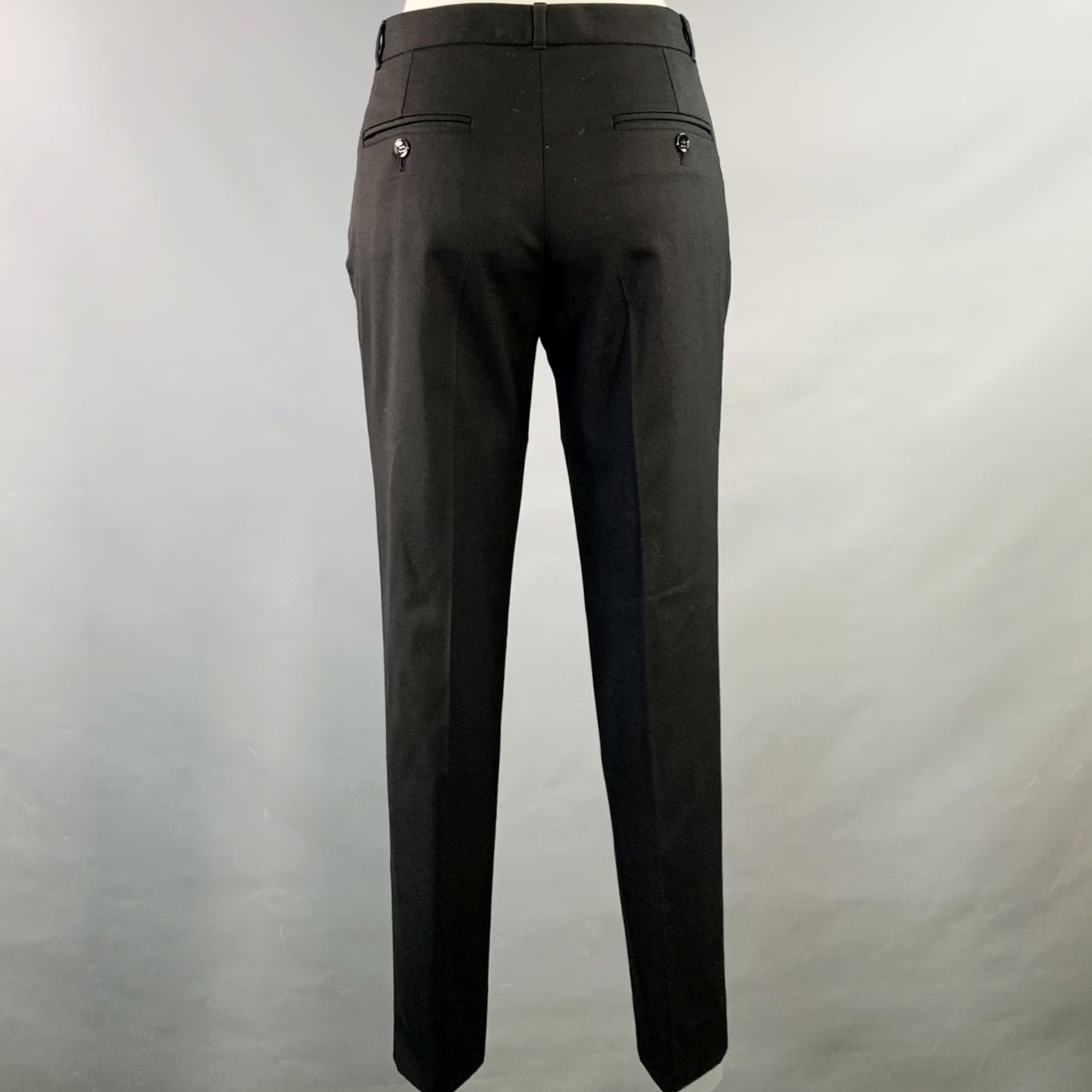 Dolce & Gabbana DOLCE & GABBANA Black Virgin Wool Blend Tapered Dress Pants, Size 4, Women, IT 40, Regular, Dress Pants, 29 in Waist, 28 in Inseam Size 27" / US 4 / IT 40 - 2 Thumbnail