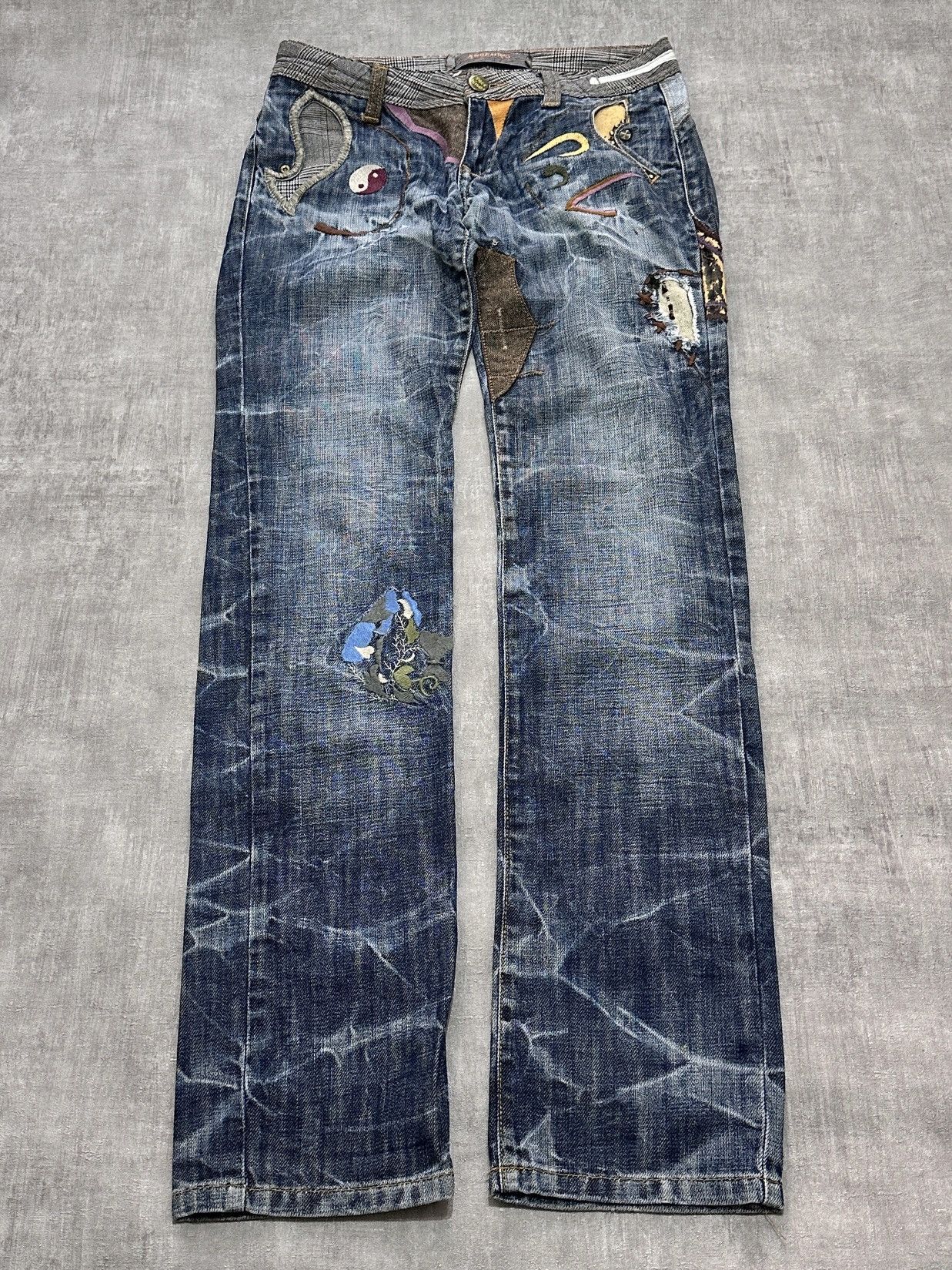 If Six Was Nine Y2K IfSixWasNine Opium LGB style Facchino Embroidered Jeans Size US 29 - 1 Thumbnail