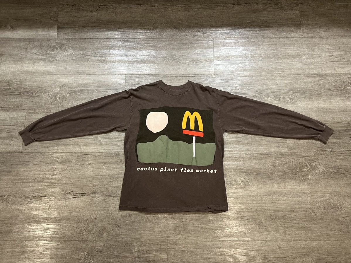 image of Cactus Plant Flea Market Mcdonalds 24/7 (Long Sleeve) in Brown, Men's (Size Large)