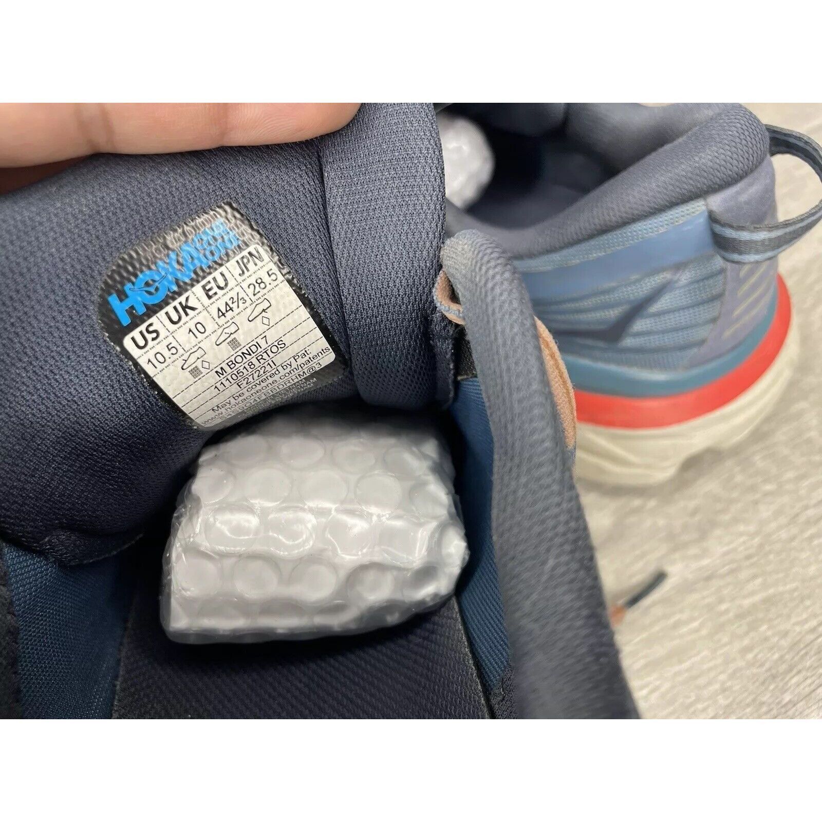 Hoka Hoka One One Bondi 7 110518 RTOS Blue Synthetic Running Shoe Size US 10.5 / EU 43-44 - 7 Thumbnail