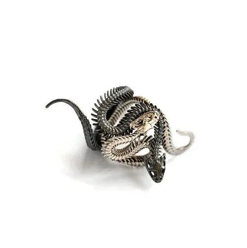Jewelry Adjustable White Black Cobra Snake Ring Size ONE SIZE - 1 Thumbnail