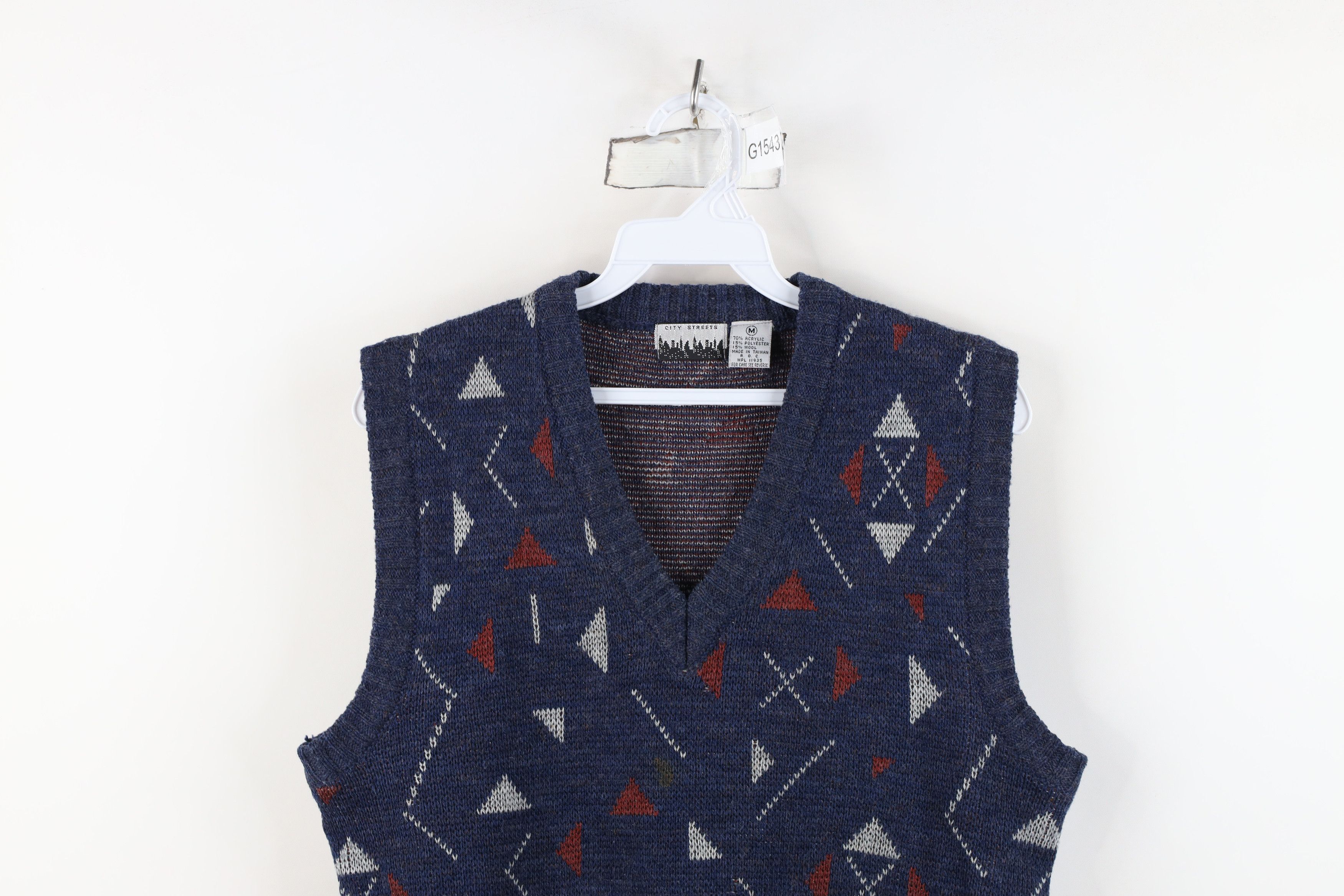 Vintage Vintage 90s Streetwear Blend Geometric Knit Sweater Vest Size M / US 6-8 / IT 42-44 - 2 Thumbnail