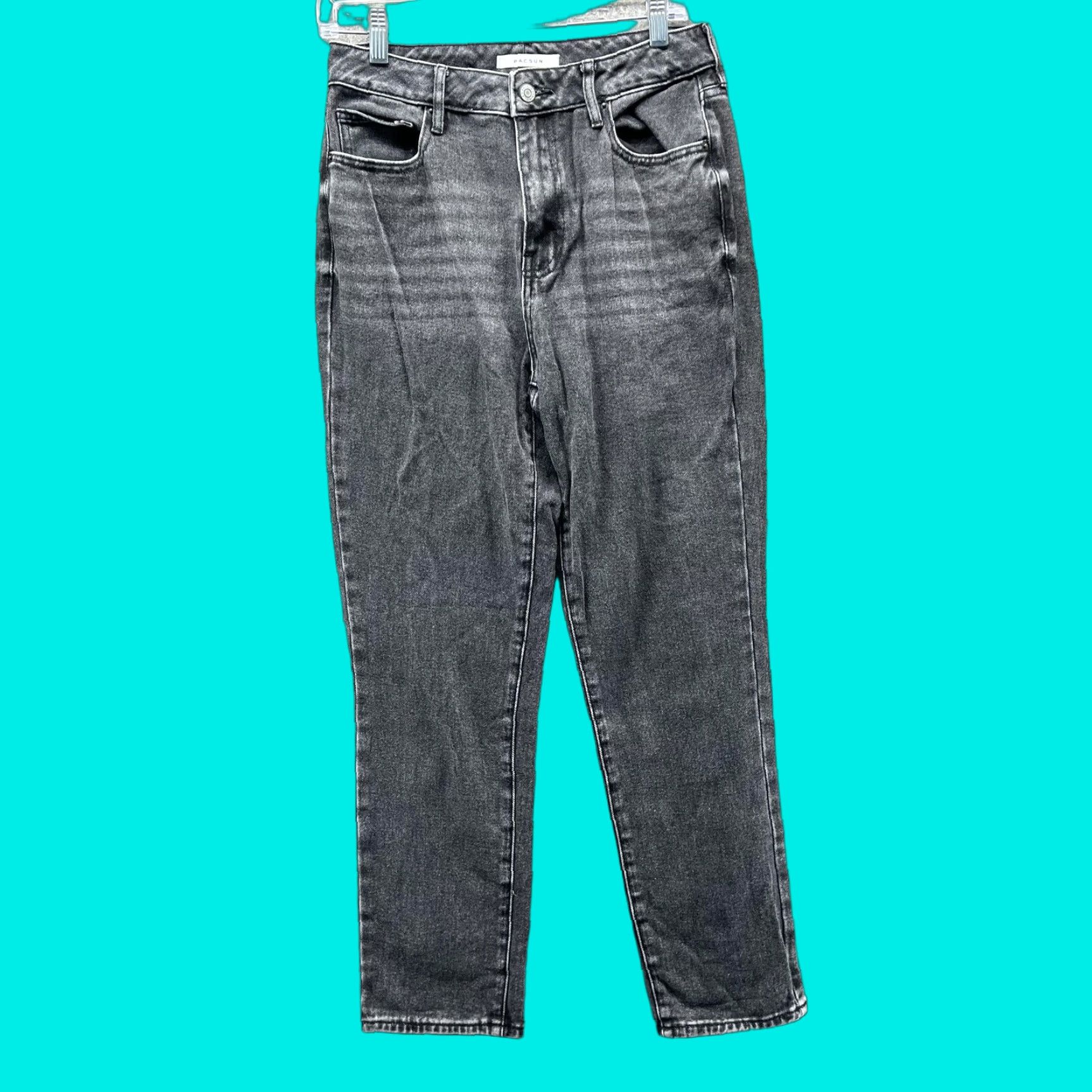 Pacsun VINTAGE PacSun Jeans Womens 27 Black Gray Mom Jean High Rise Tapered Leg Denim Size 27" / US 4 / IT 40 - 1 Thumbnail