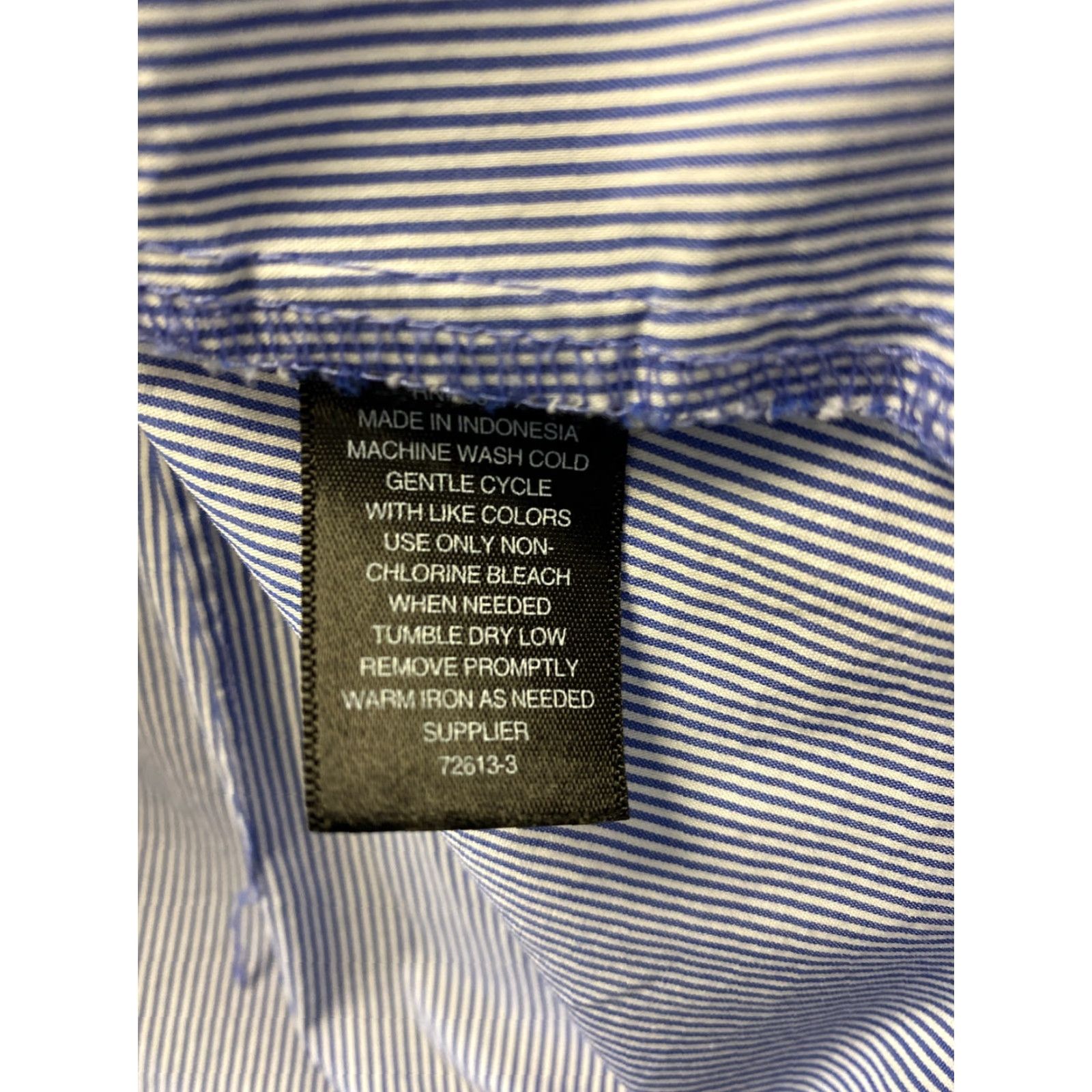 Worthington VINTAGE Worthington Women's Shirt Long Sleeve Cotton Pinstriped Blue White Large Regular Button-Up Fall Spring Winter Size L / US 10 / IT 46 - 7 Thumbnail