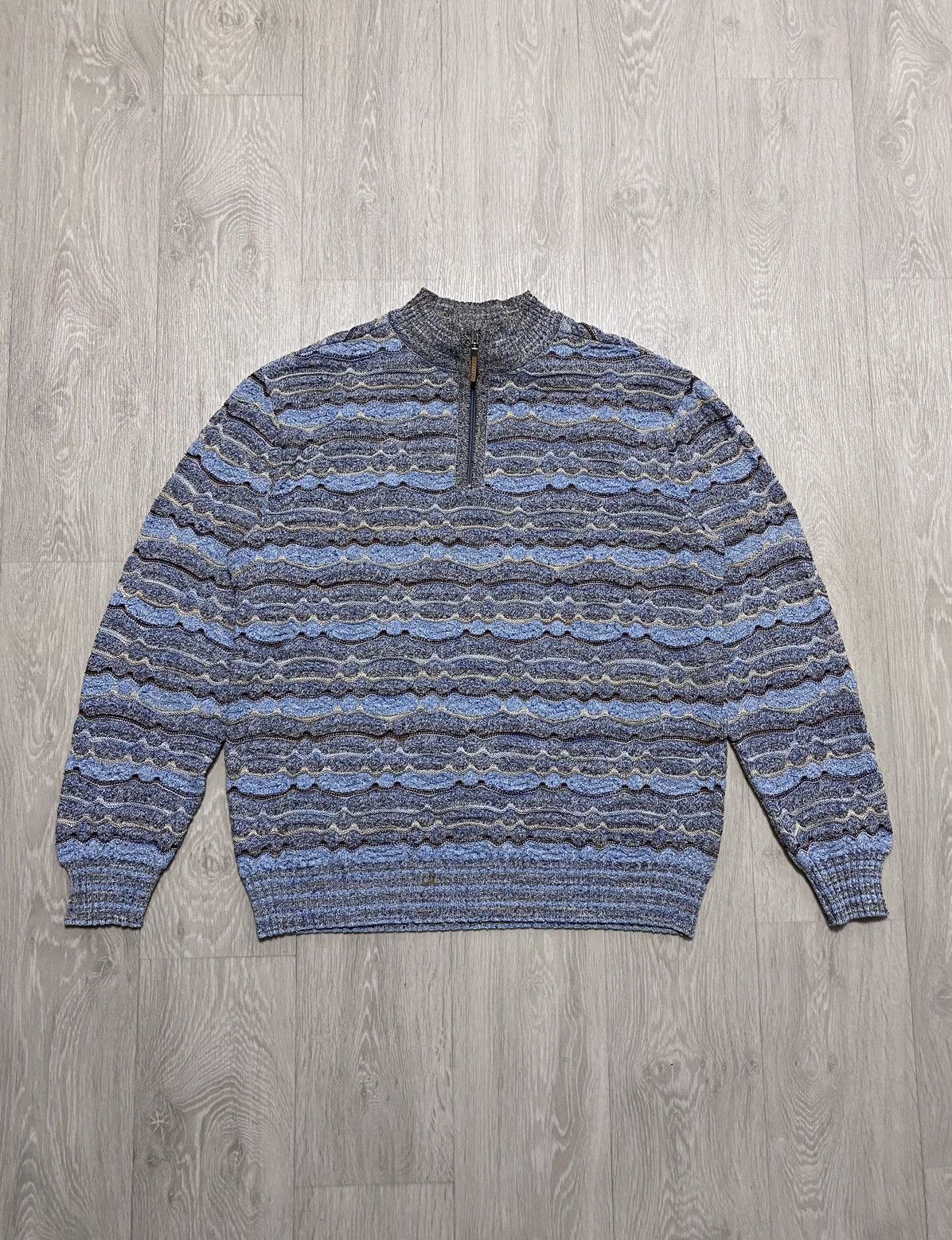 Missoni Vintage Missoni Multicolour Weave Cotton Viscose Zip Sweater Size US XL / EU 56 / 4 - 3 Thumbnail