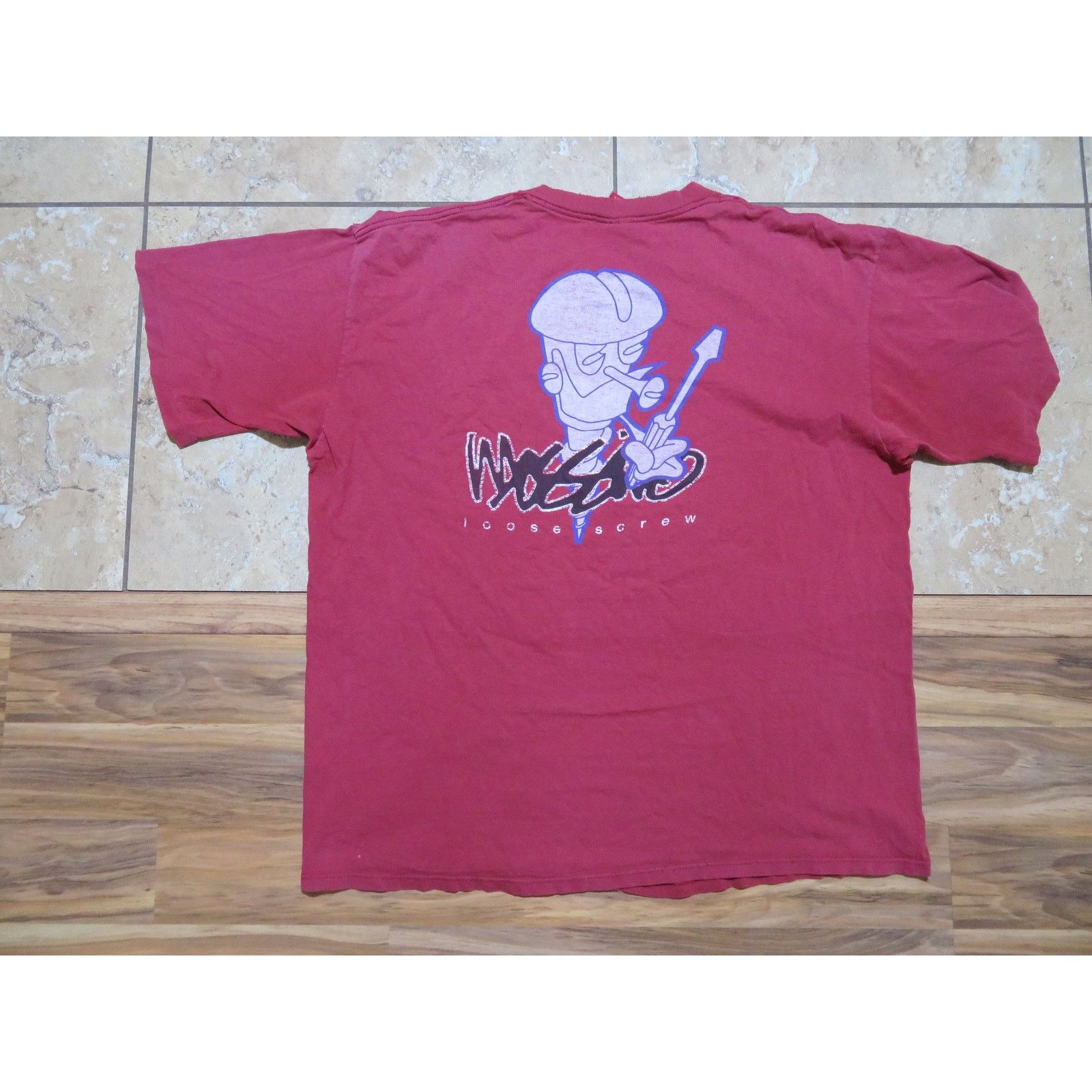 Mossimo Mossimo T-Shirt, Loose Screw, Maroon Red Sz XL 1990s Size US XL / EU 56 / 4 - 1 Thumbnail