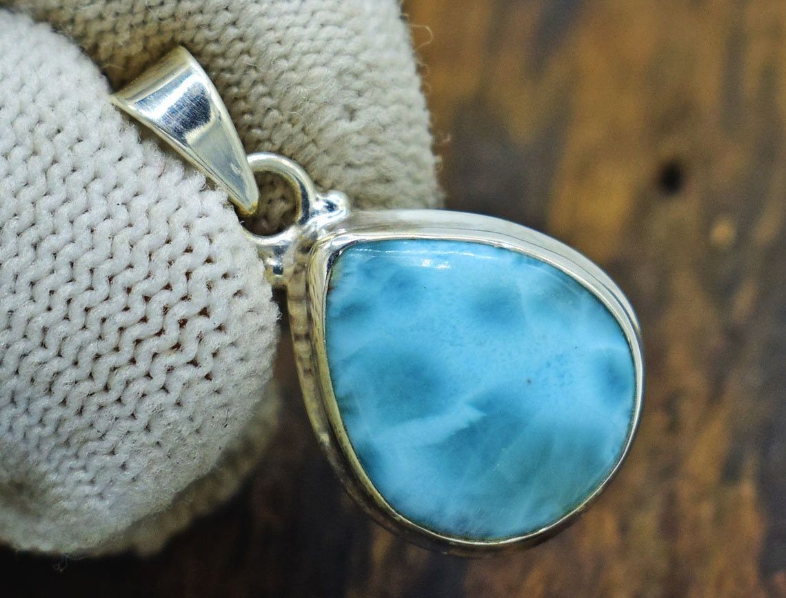 Handmade Genuine Larimar Pendant 925 Silver Pendant, Size ONE SIZE - 3 Thumbnail