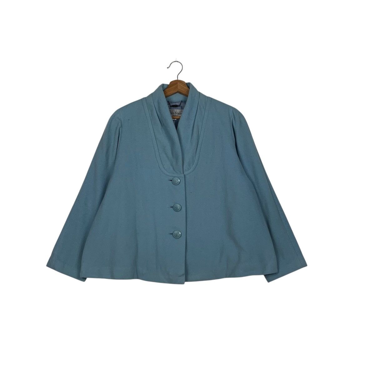 Louis Feraud LOUIS FERAUD Baby Blue Wool Oversized Coat Jacket #2038-C88 Size M / US 6-8 / IT 42-44 - 1 Thumbnail