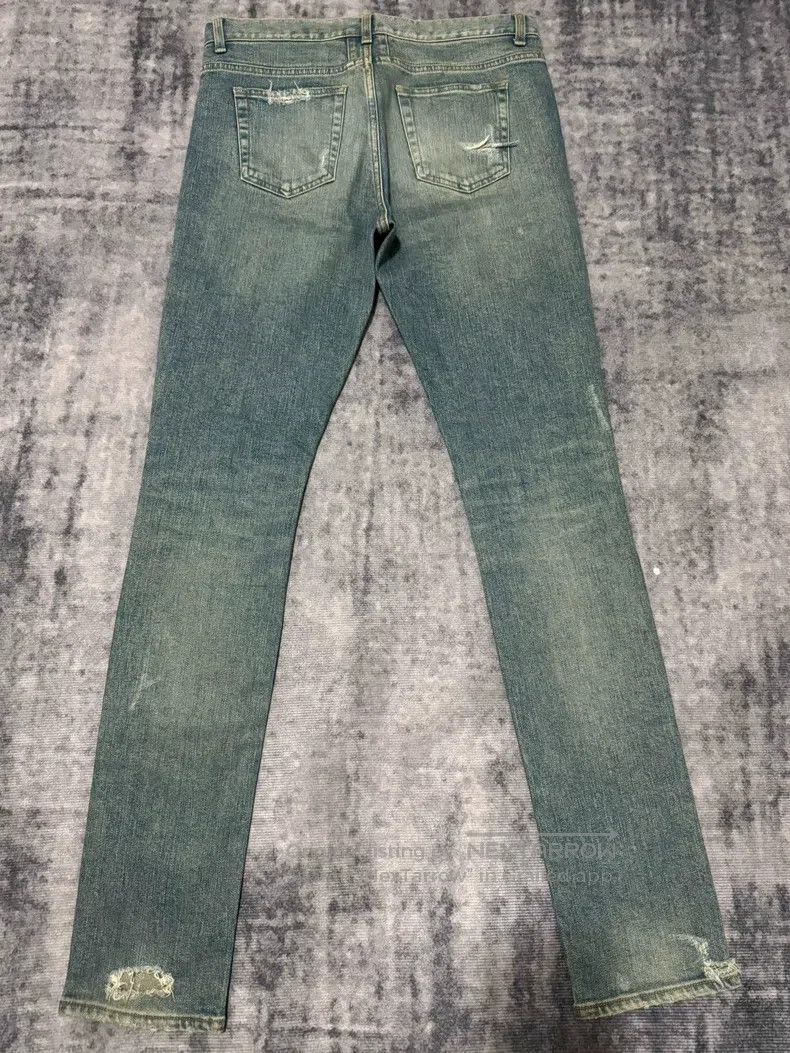Saint Laurent Paris Saint Laurent Paris Retro Dark Blue Heavy Destroyed Jeans Size US 33 - 2 Thumbnail