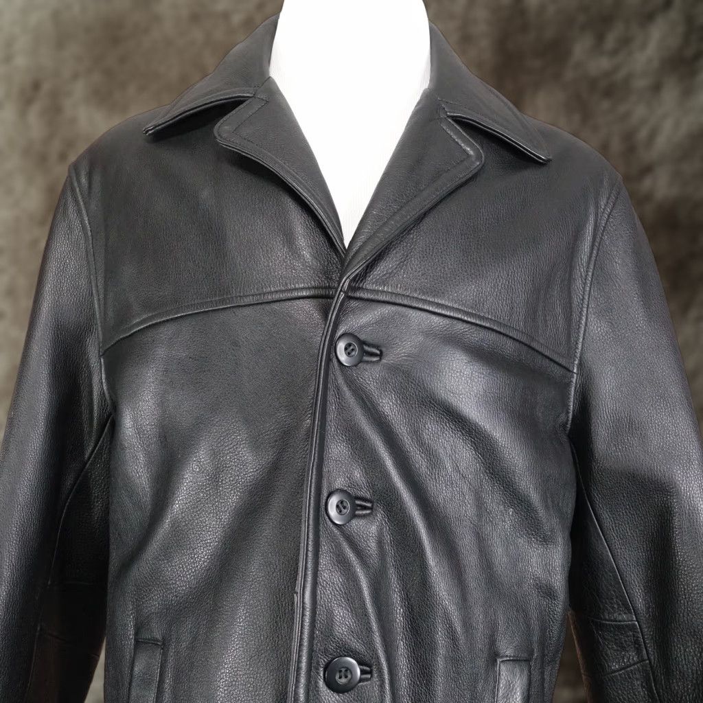 Vintage M. Julian by Wilsons Leather Coat Mens Large Black Button Overcoat Lined Warm Size US L / EU 52-54 / 3 - 1 Thumbnail