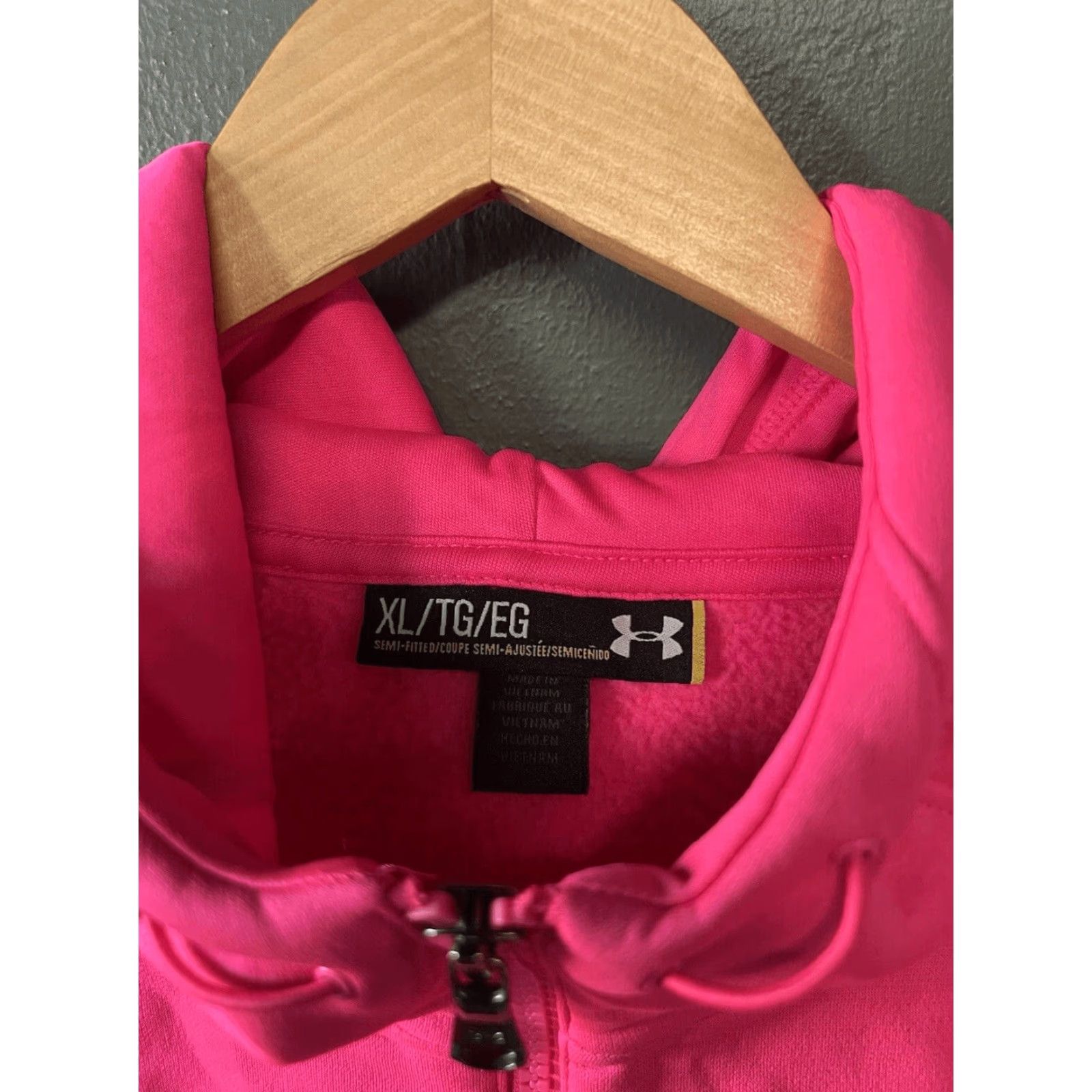 Under Armour Under Armour Womens Pink Full Zip Hooded Athletic Jacket Size XL Womens Size XL / US 12-14 / IT 48-50 - 3 Thumbnail