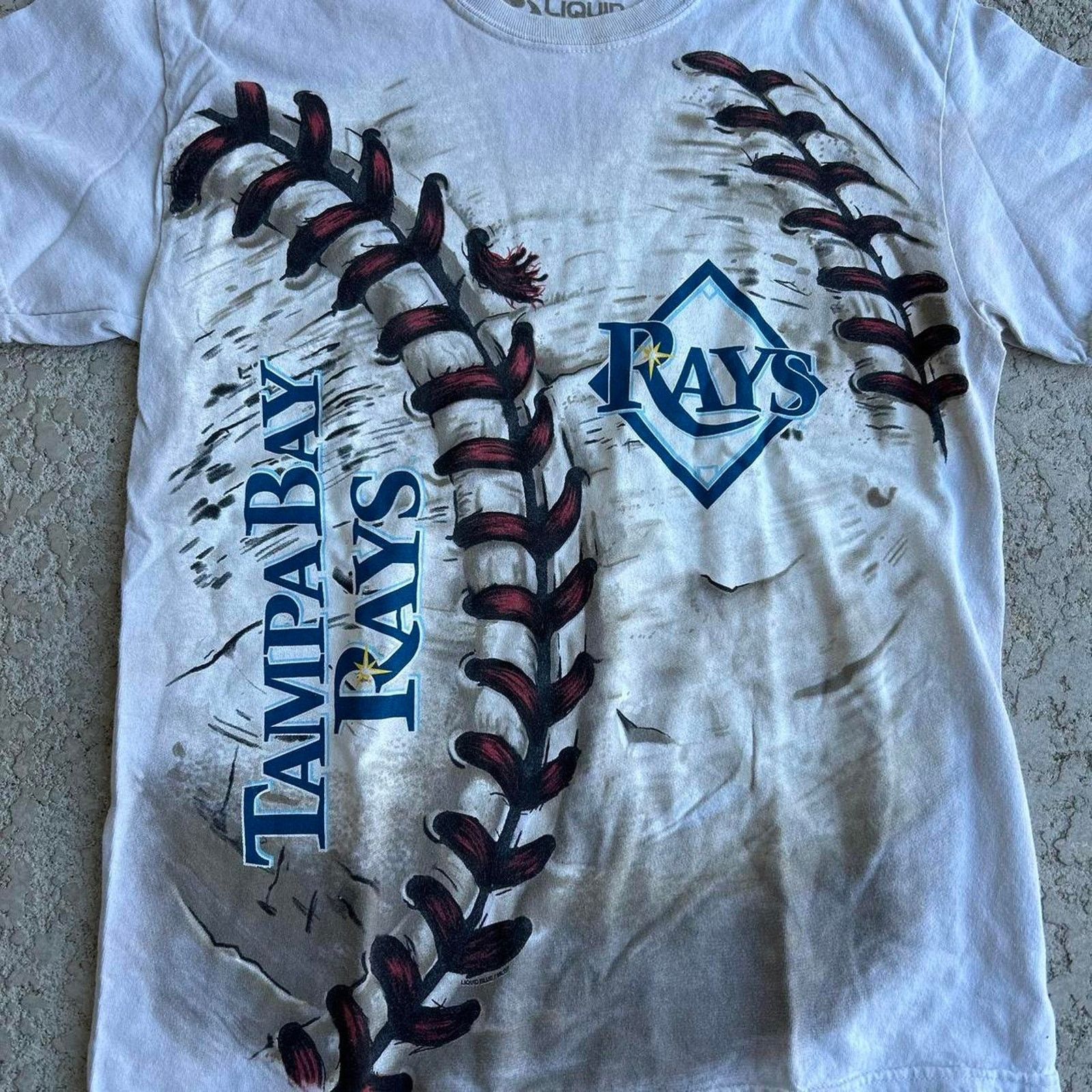 Liquid Blue Y2K Tampa Bay Rays Liquid Blue White Baseball Tee. Sz M Size US M / EU 48-50 / 2 - 2 Thumbnail