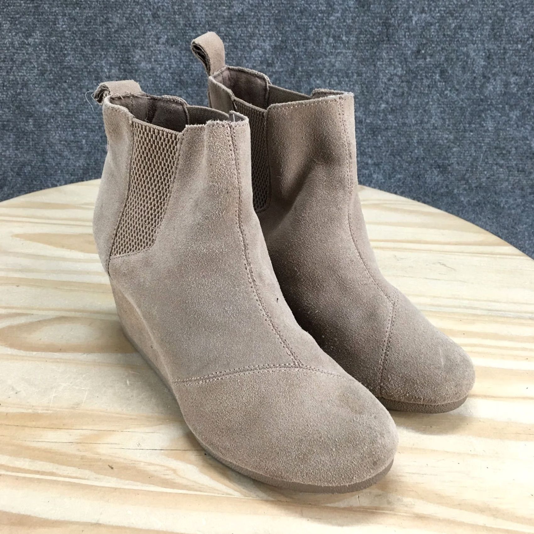Toms TOMS Boots Womens 8 Black Kayley Wedge Chelsea Brown Suede Ankle Booties Casual - Boots - Women - Brown - Suede - Wedge - Chelsea - Casual Size US 8 / IT 38 - 3 Thumbnail