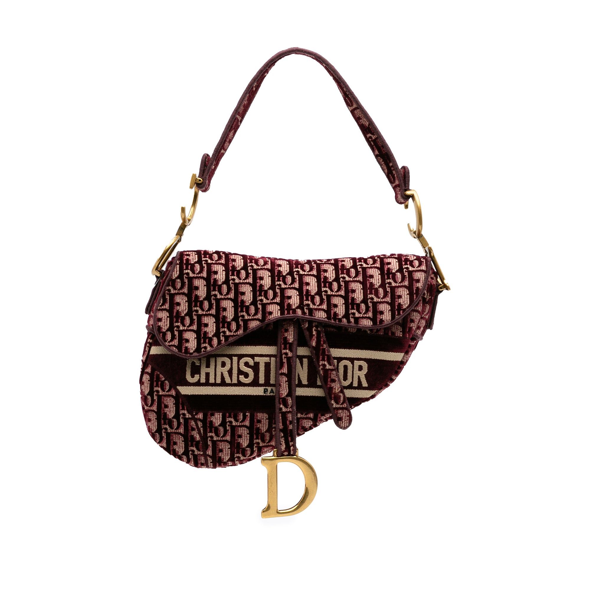 Dior Oblique Velvet Embroidered Saddle Bag Size ONE SIZE - 1 Thumbnail