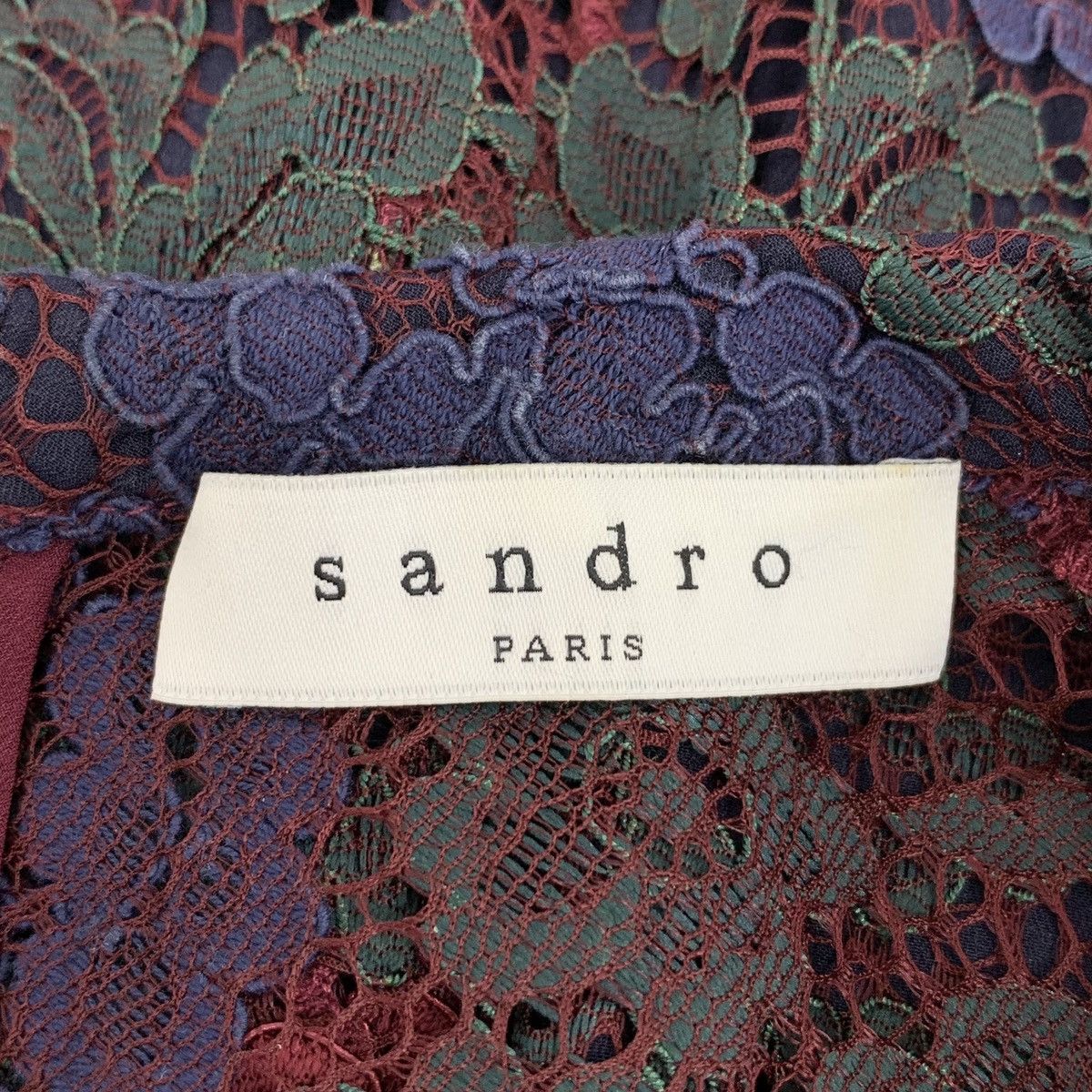 Sandro Sandro Wine Red Floral Hollow Short Sleeve Dress K26WX Size S / US 4 / IT 40 - 5 Thumbnail