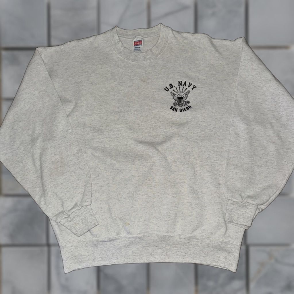 Soffe VINTAGE Soffe Navy Crewneck Sweater Men's Blue Medium Crew Neck Pullover Sweater - Soffe Mens Medium Navy Crewneck Sweater (Vintage) Size US M / EU 48-50 / 2 - 1 Thumbnail