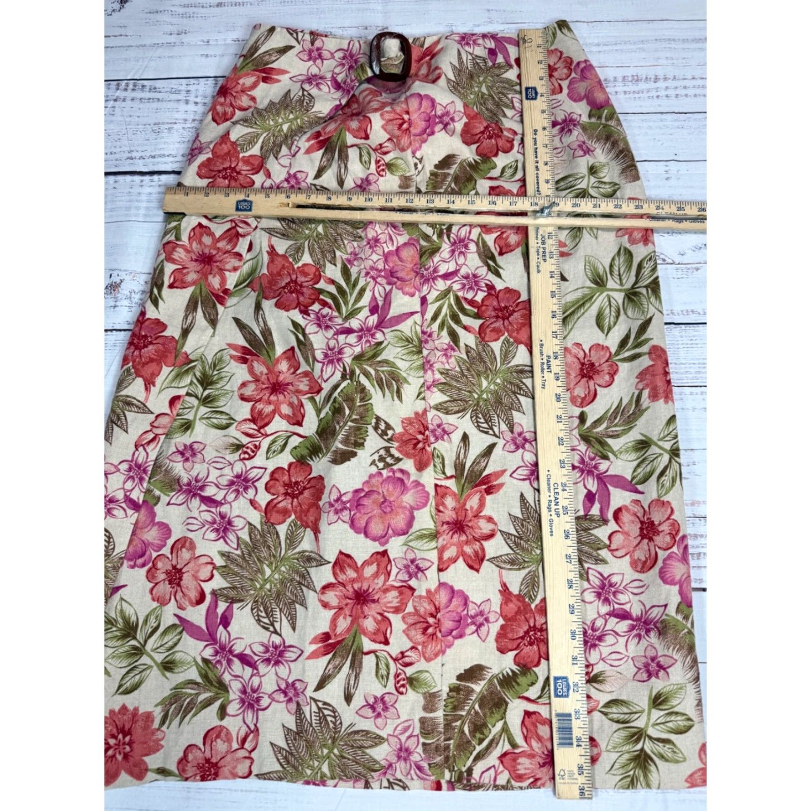 Charter Club Charter Club Skirt Maxi Linen Floral Beige Pink 14 Womens Regular Long 100% Linen Size 36" / US 14 / IT 50 - 2 Thumbnail