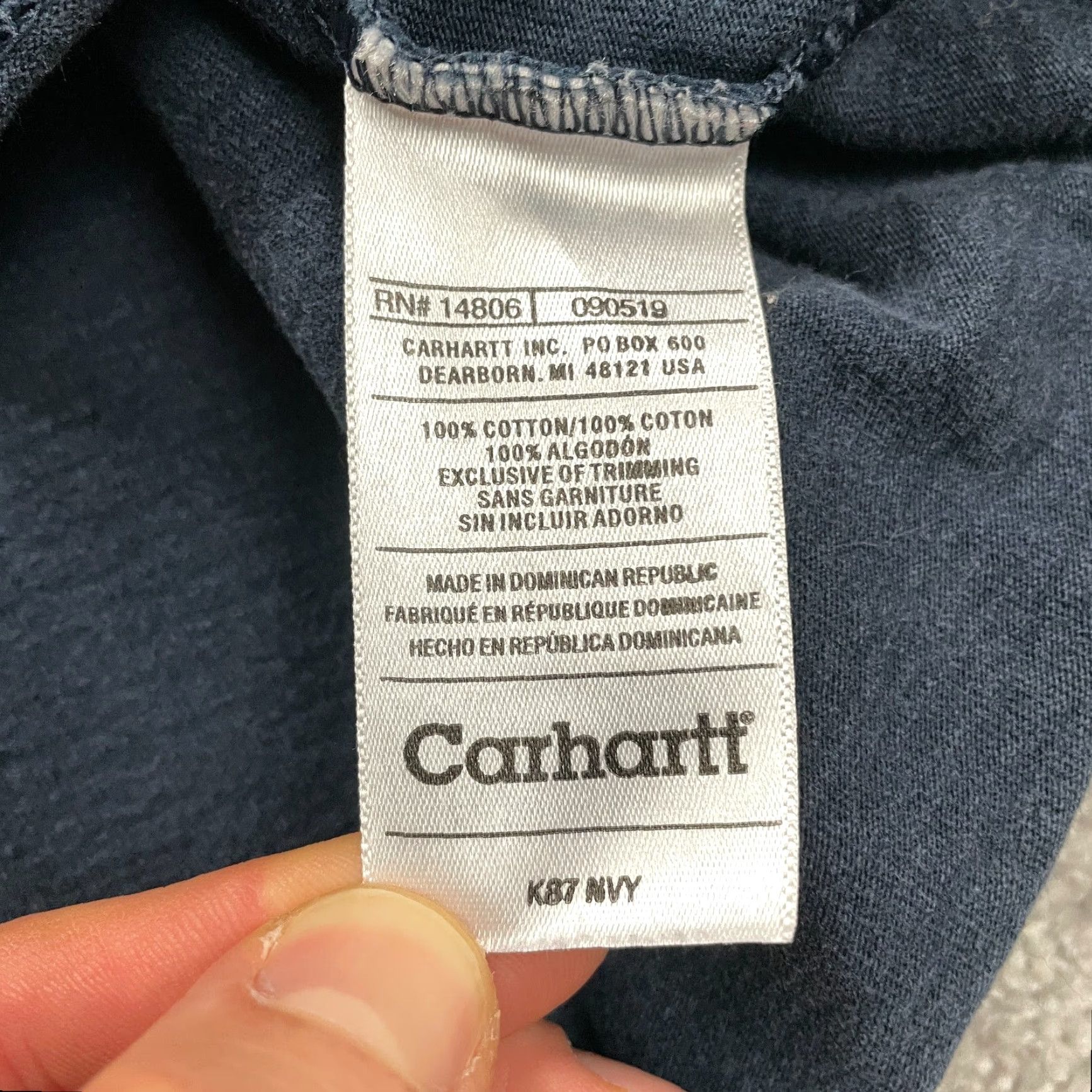Carhartt VINTAGE? Wait, item is not vintage. So: Carhartt K87 T-Shirt Mens 3XL Navy Blue Crew Neck Short Sleeve Pocket Tee Size US XXL / EU 58 / 5 - 5 Thumbnail