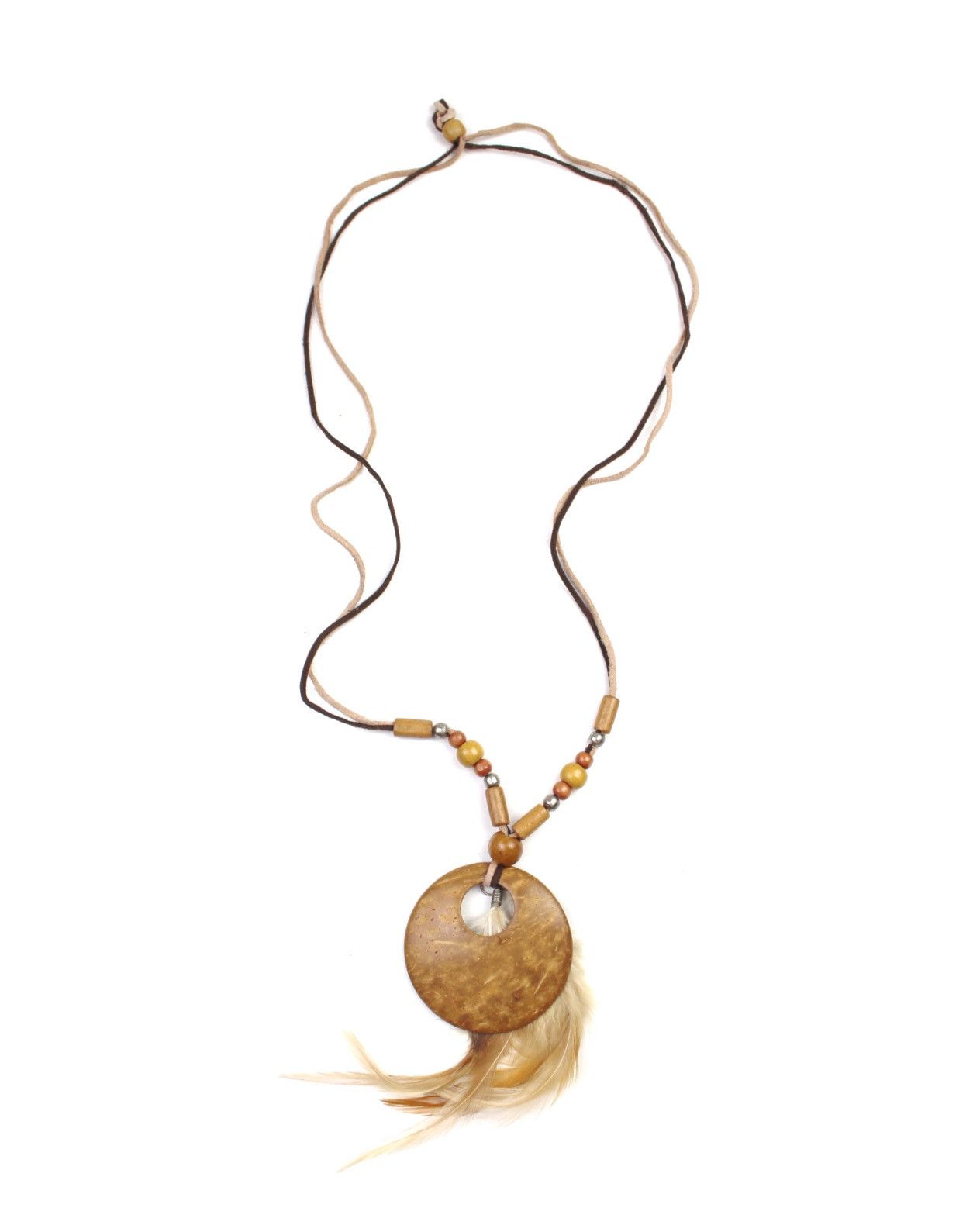 If Six Was Nine 2000S JAPANESE MADE BOHO FEATHER WOOD BEAD PENDANT NECKLACE Size ONE SIZE - 1 Thumbnail