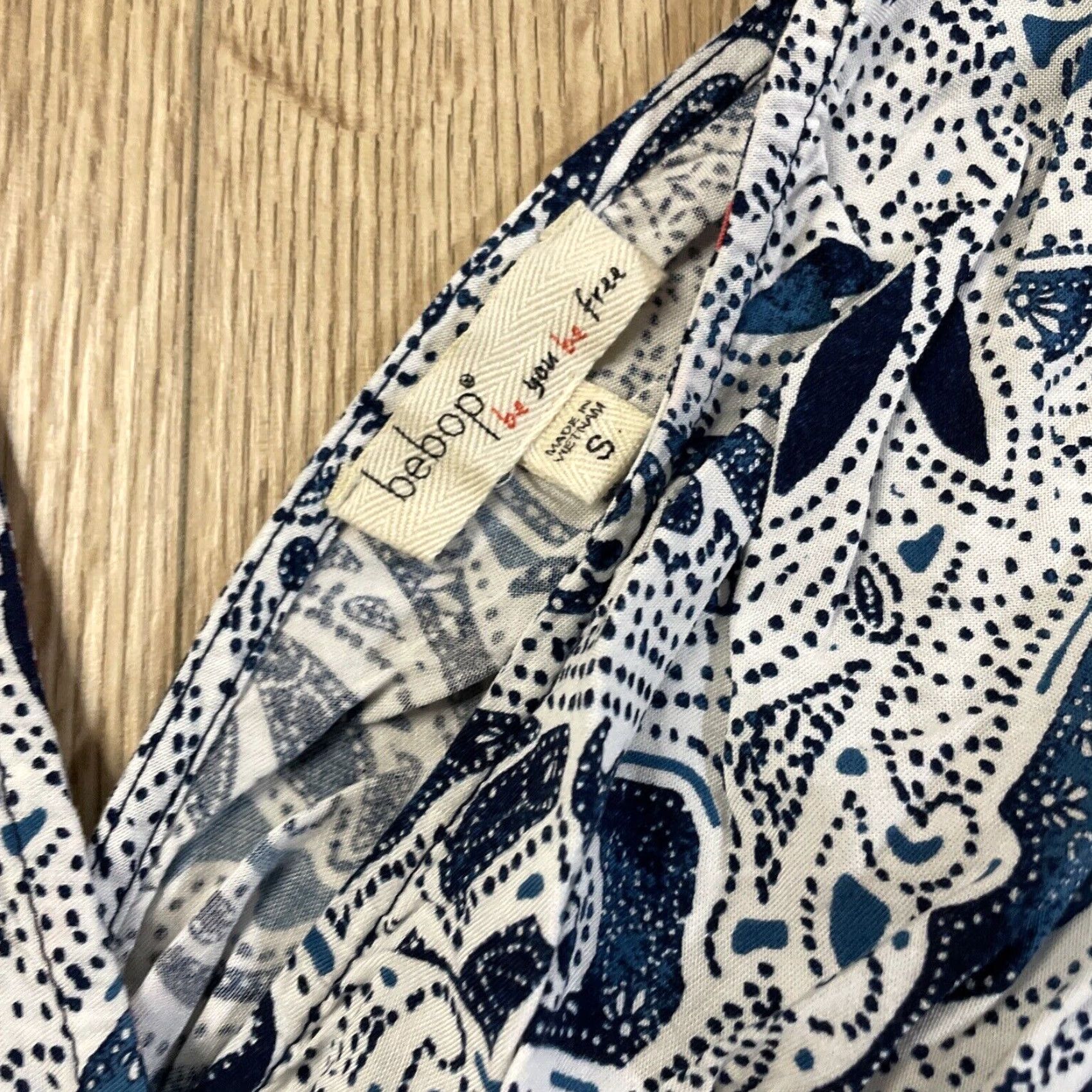 Vintage BeBop Tie Dye Sleeveless Romper Shorts Set for Teens, Blue & White, Casual Bohemian Beach Summer Spring, Size Small Size S / US 4 / IT 40 - 2 Thumbnail