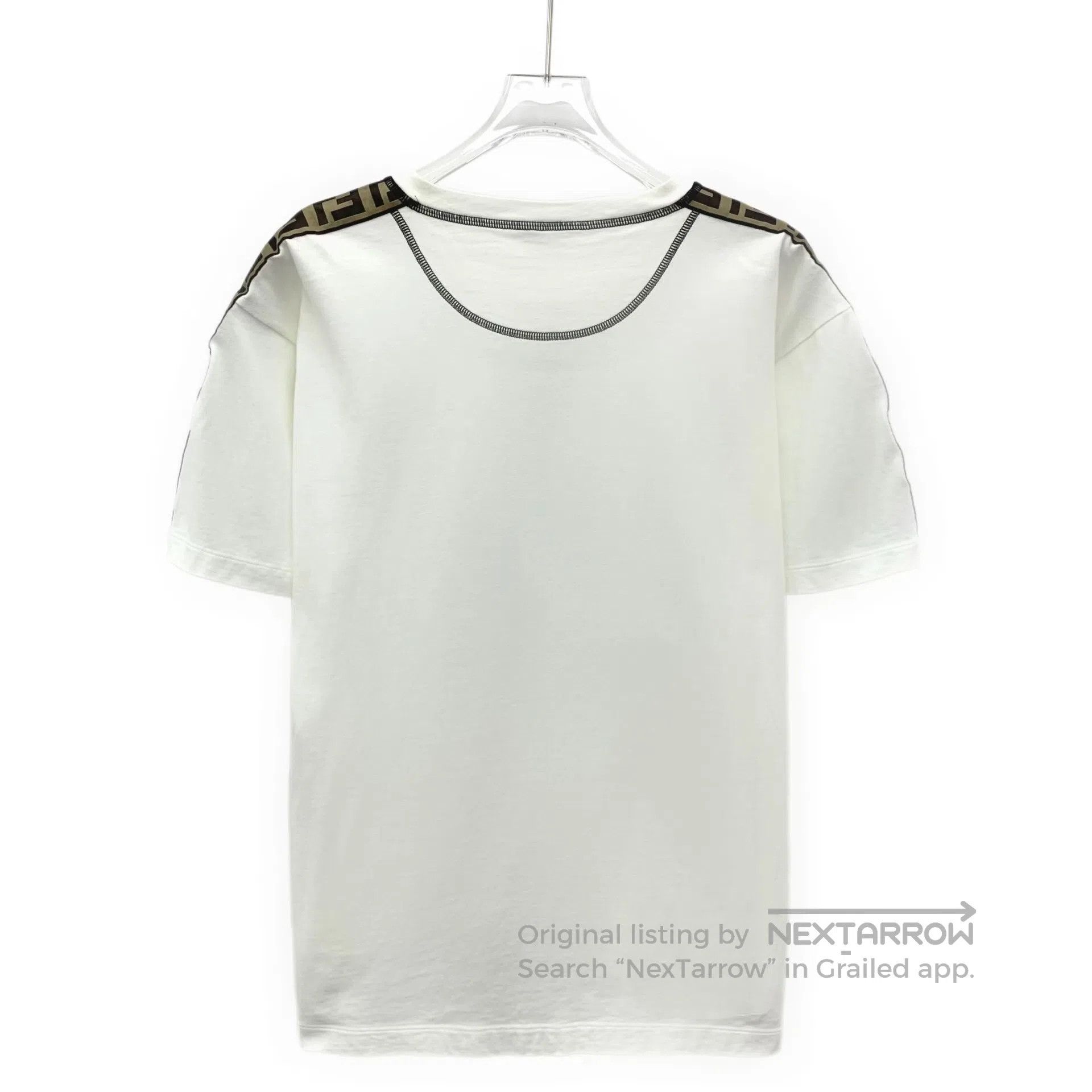 Fendi FENDI White Double F Printed Cotton Crew Neck Short Sleeve Size US L / EU 52-54 / 3 - 2 Thumbnail