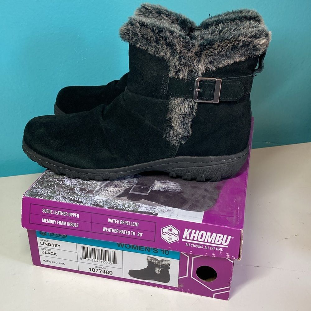 Other Khombu Lindsay Black Leather Ankle Boots Size 10 Size US 10 / IT 40 - 3 Thumbnail