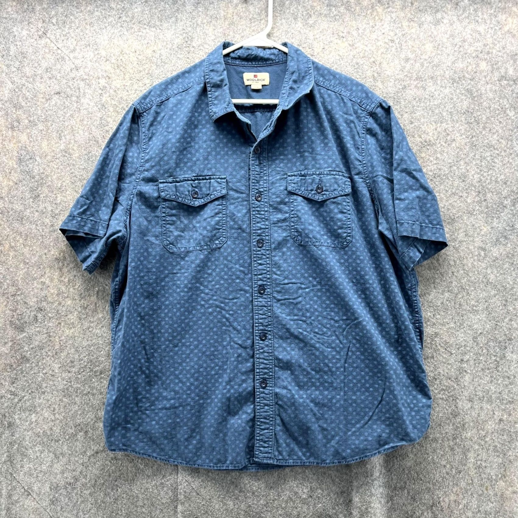 Vintage VINTAGE Woolrich Shirt Men XL Blue Casual Button-Down Short Sleeve Dots Pattern World? Size US XL / EU 56 / 4 - 2 Thumbnail
