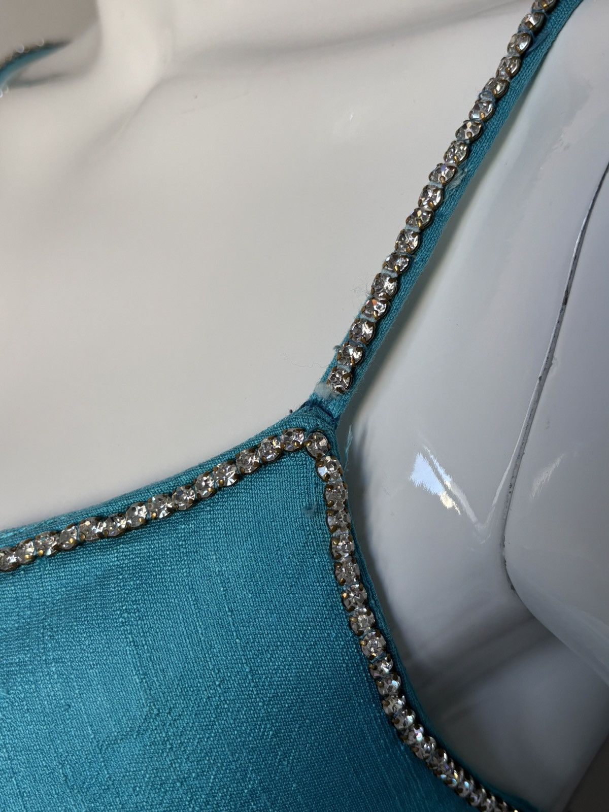 Other Asua blue Vintage Silk dress couture Size S / US 4 / IT 40 - 15 Thumbnail