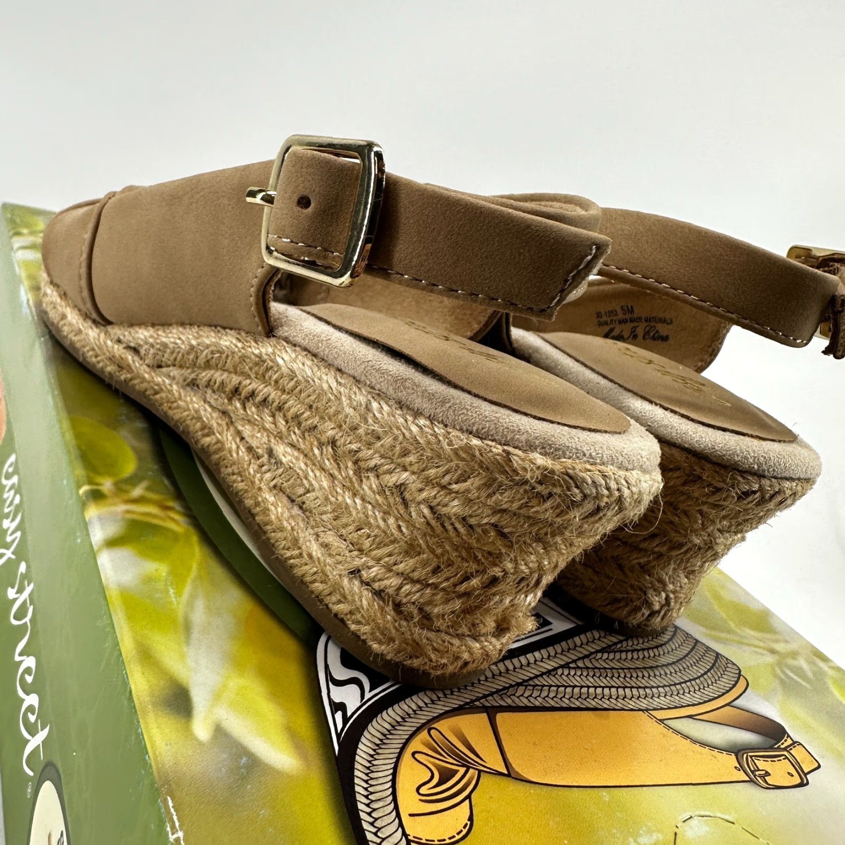 Vintage Easy Street Women's Maureen Brown Open Toe Espadrille Slingback Sandals Size 5M Size US 5 / IT 35 - 4 Thumbnail