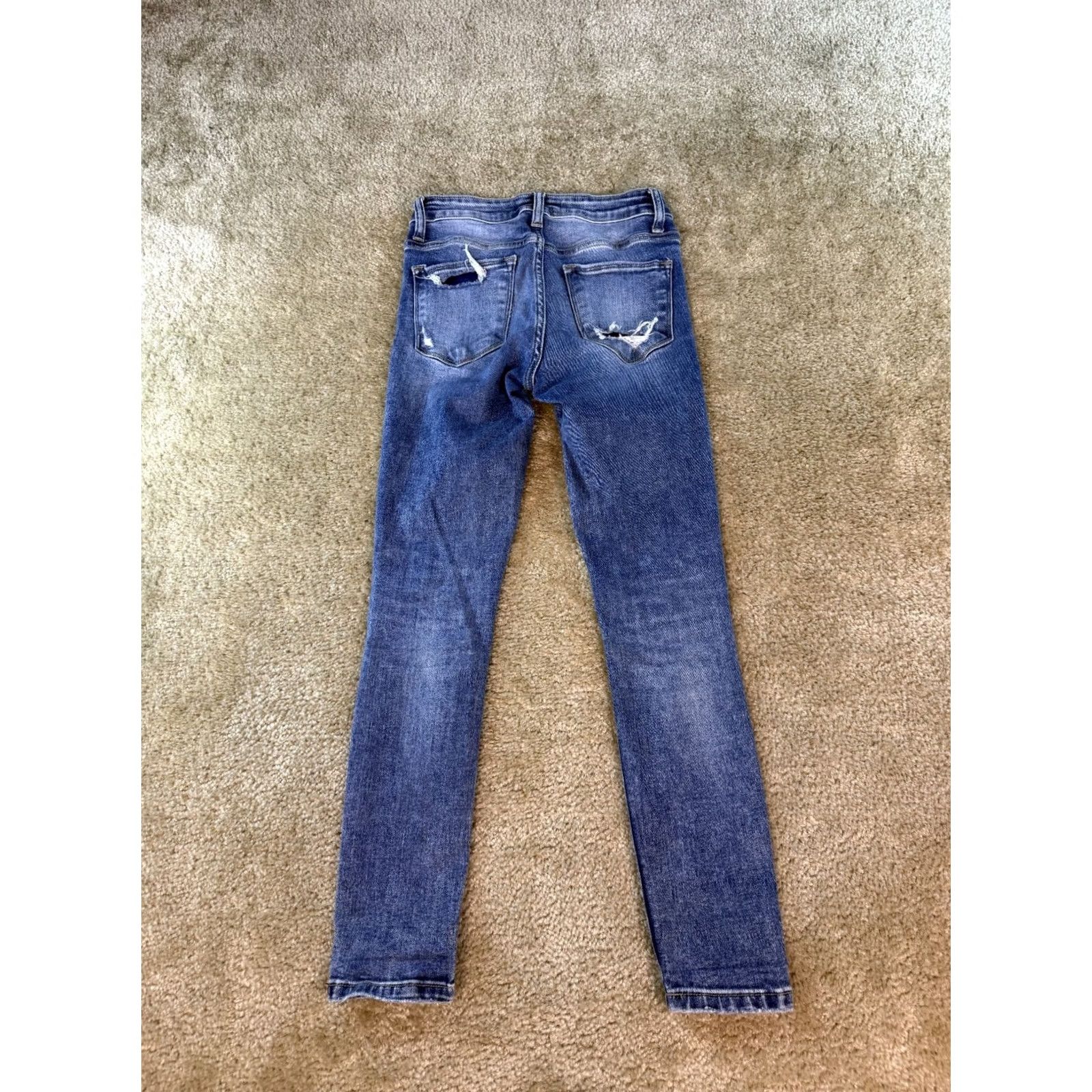 Vintage Flying Monkey Jeans Womens Skinny Ankle Low Rise Distressed Blue Size 24 26x26 D264 Size 42" / US 20 - 4 Thumbnail