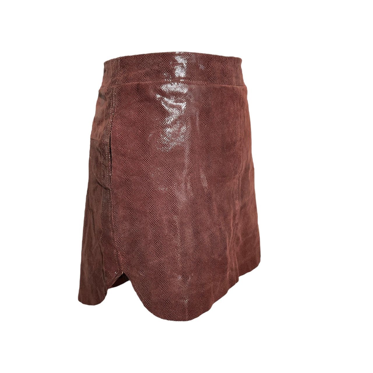 Karina Grimaldi KARINA GRIMALDI Burgundy Lamb Leather Mini Skirt Size S Size 26" / US 2 / IT 38 - 1 Thumbnail