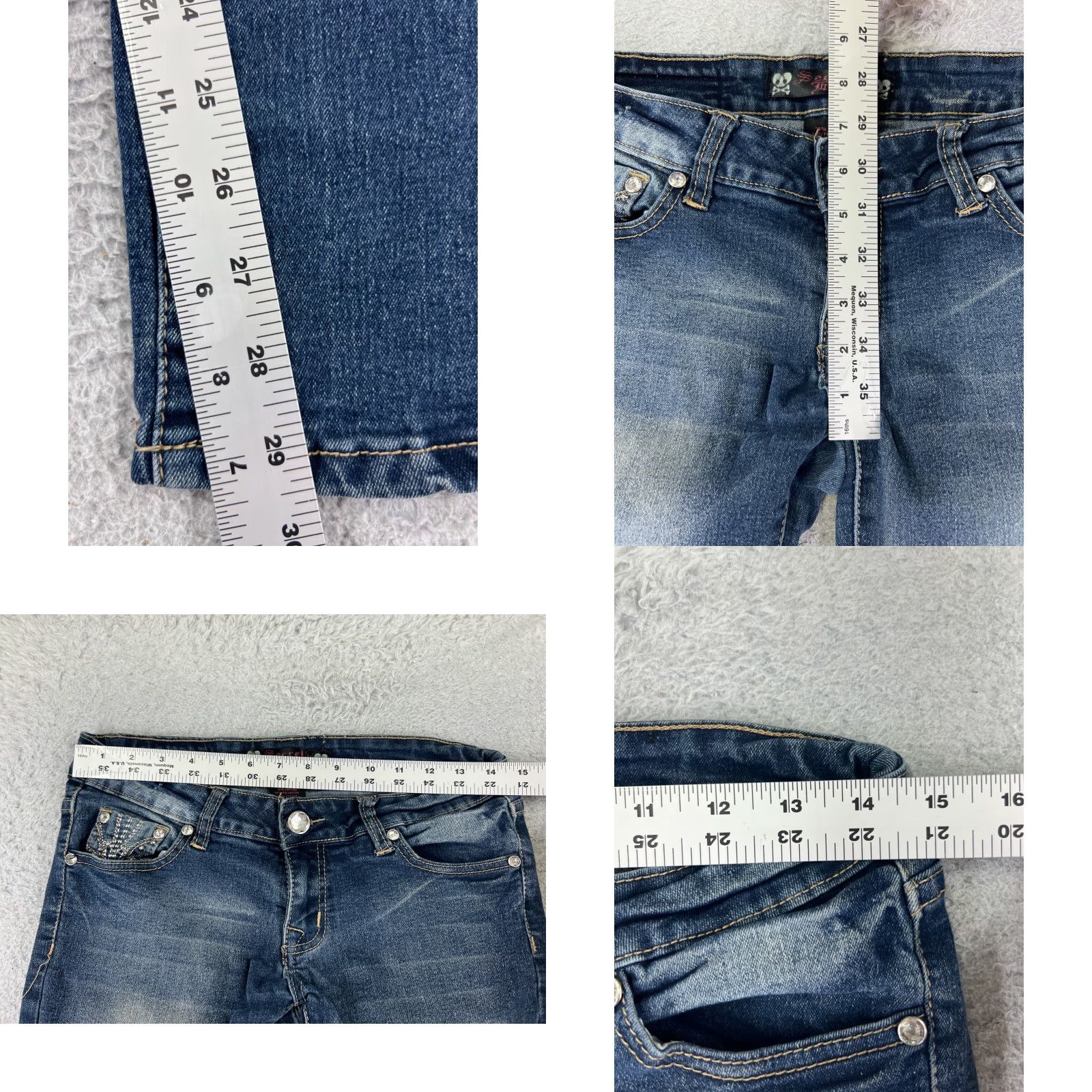 Denime Secretly Evil Jeans Womens Denin Skinny Blue 28x29 7 Low Rise 5-Pocket Cotton Denim Jeans Mens Womens Girls Size 28" / US 6 / IT 42 - 8 Thumbnail