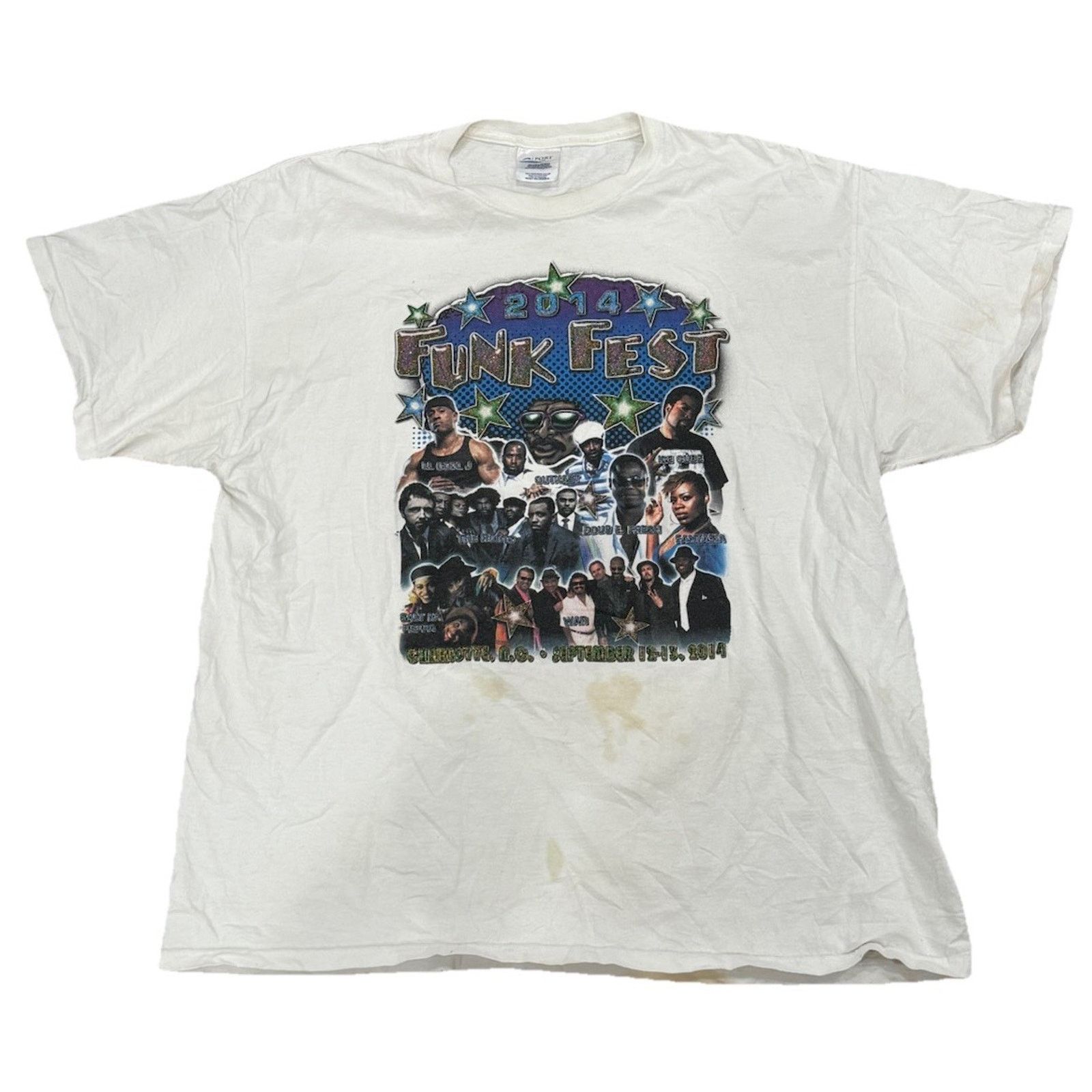 Vintage Funk Fest 2014 Festival Tee 2XL Port & Co Sparkle Stains Size US XXL / EU 58 / 5 - 2 Thumbnail