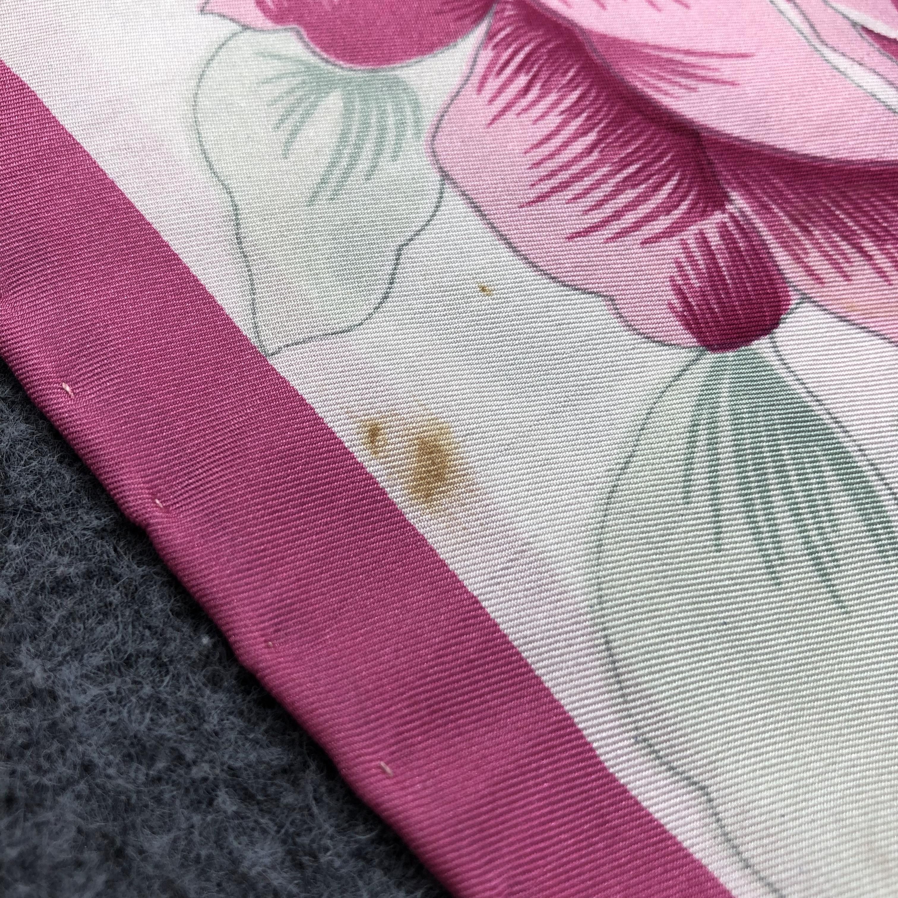 Japanese Brand Vintage Luxury Floral Pink Hand Rolled Silk Scarf M375 Size ONE SIZE - 9 Thumbnail