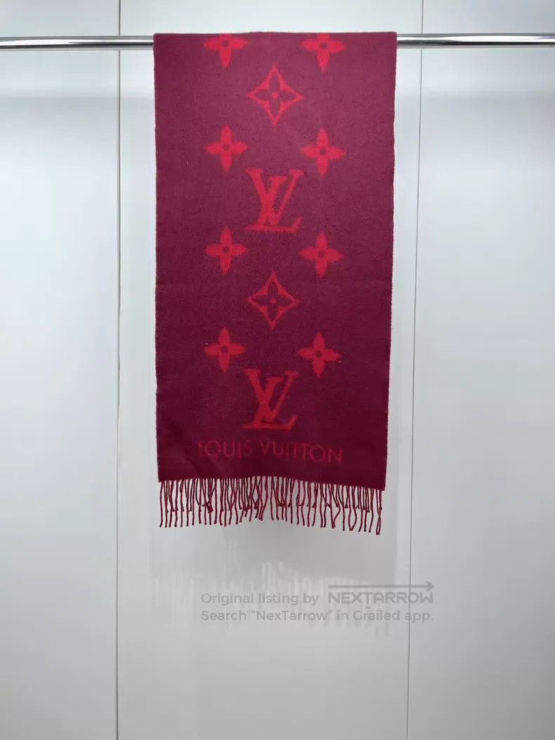 Louis Vuitton Louis Vuitton Red presbyopic cashmere fringe scarf Size ONE SIZE - 1 Thumbnail