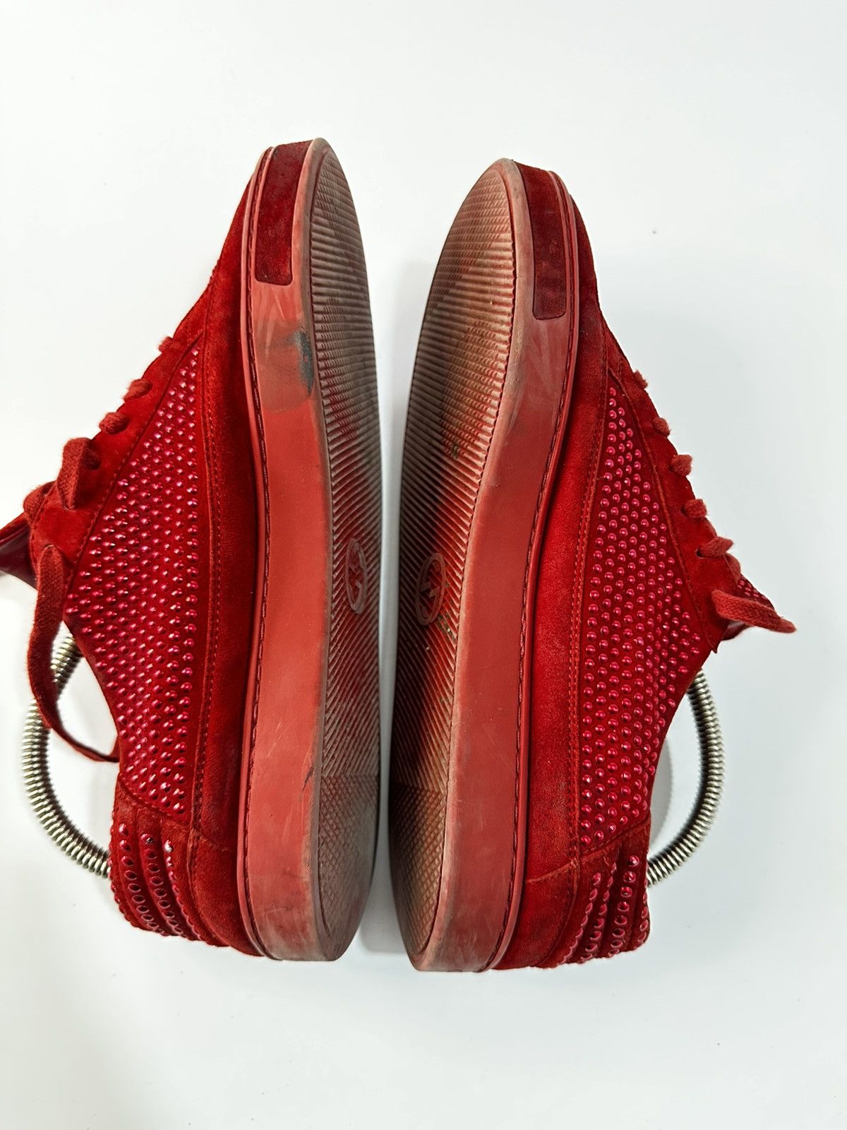 Gucci Gucci Red Suede Studded Limited Edition Low Top Sneakers. Size US 8 / EU 41 - 8 Thumbnail