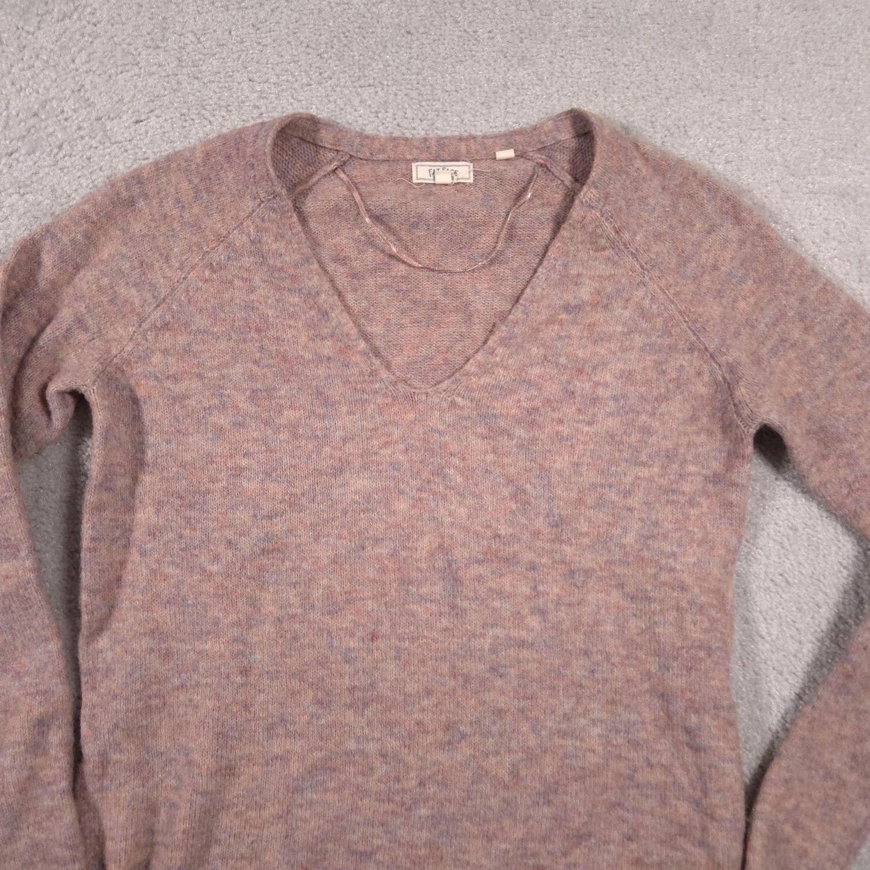 FatFace FatFace Sweater Womens Raglan Longline V-Neck Knit Pullover Mauve Heather Pink V-Neck Raglan Sleeves Long Sleeve Womens Sweater 2 XS? Size XS / US 0-2 / IT 36-38 - 3 Thumbnail