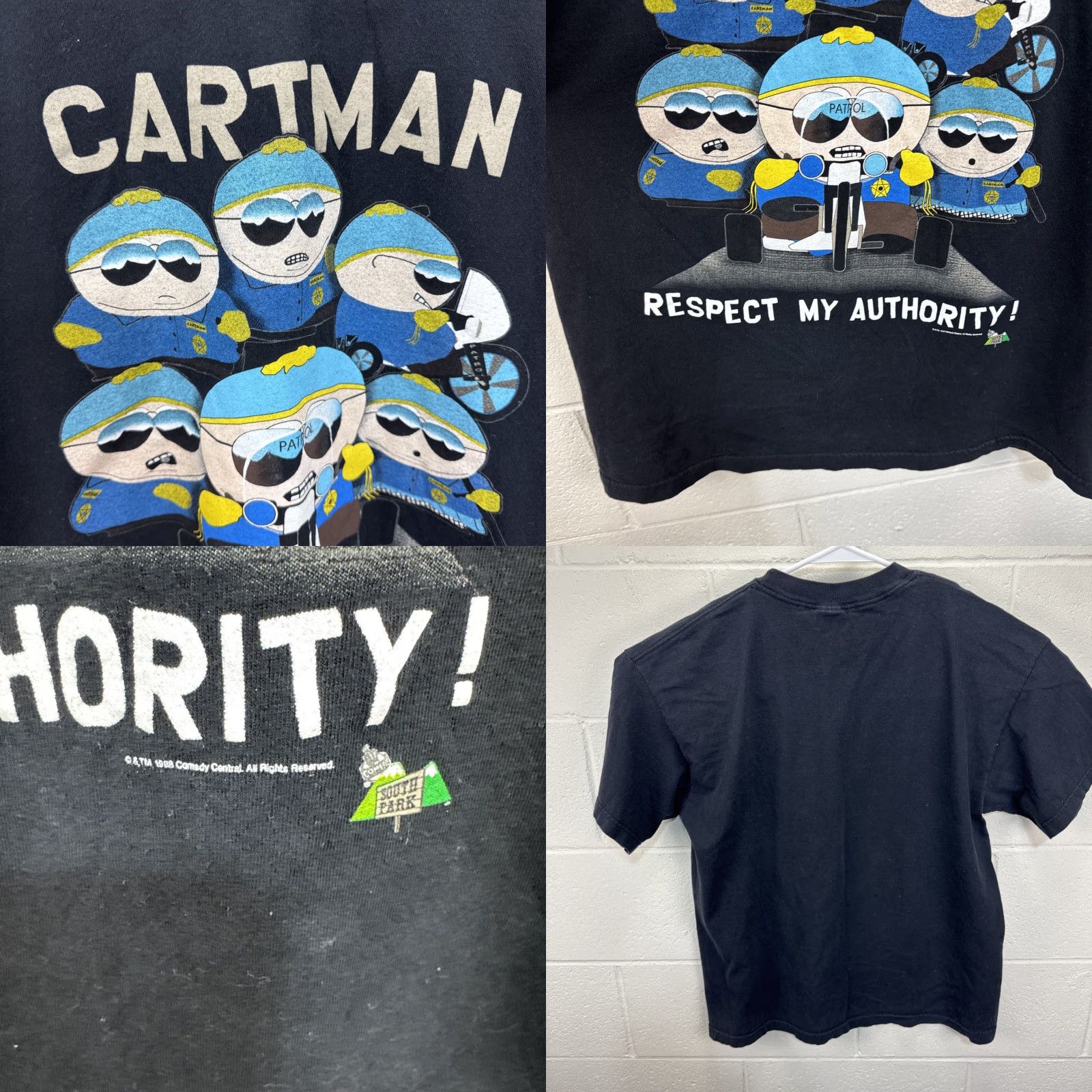 Vintage VINTAGE South Park Cartman Respect My Authority Black T Shirt XL Mens Crew Neck Short Sleeve Cotton Logo 1990s 90s Cartoon Funny Graphic Print T-Shirt Size US XL / EU 56 / 4 - 8 Thumbnail