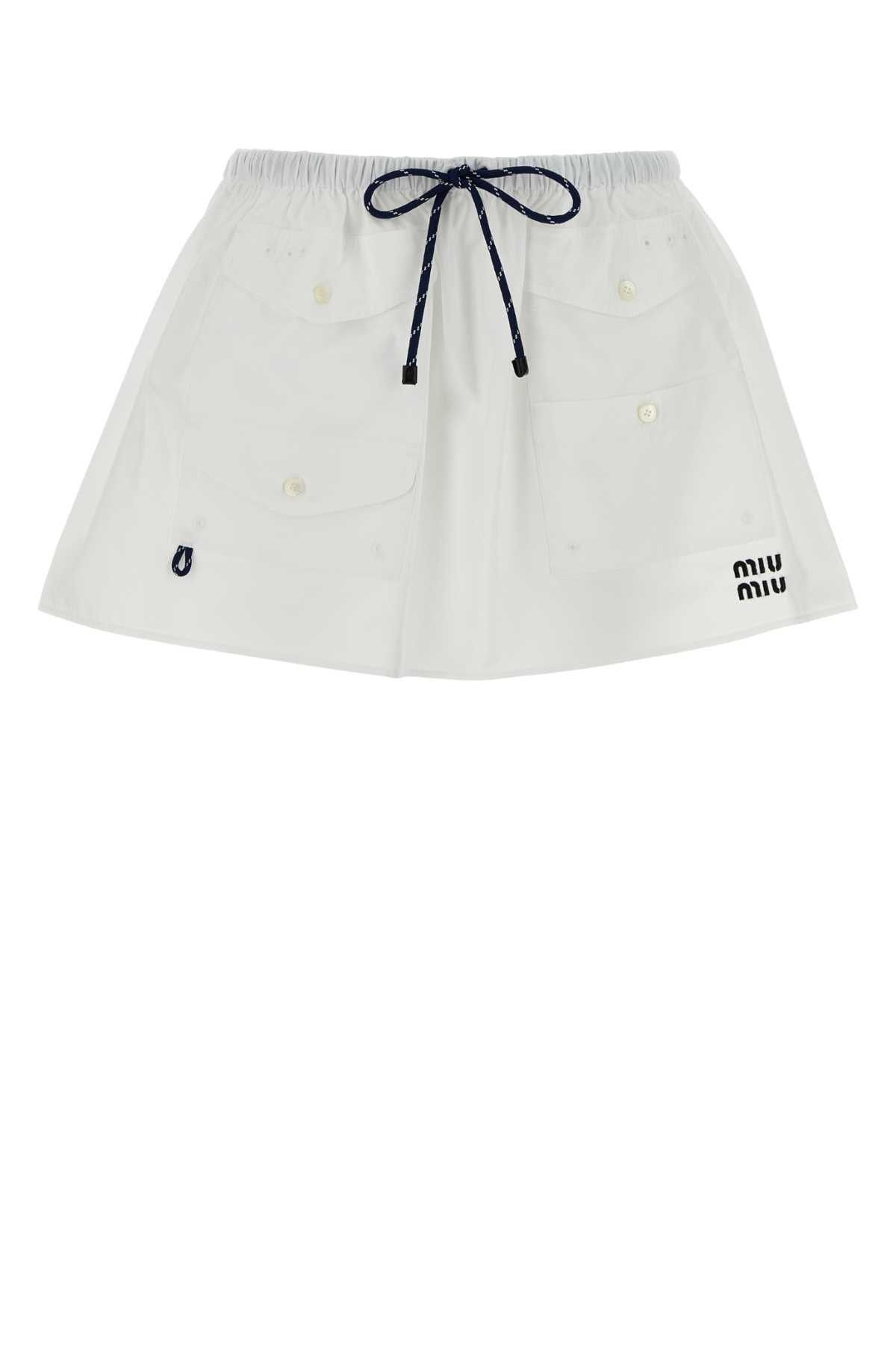 White Poplin Mini Skirt