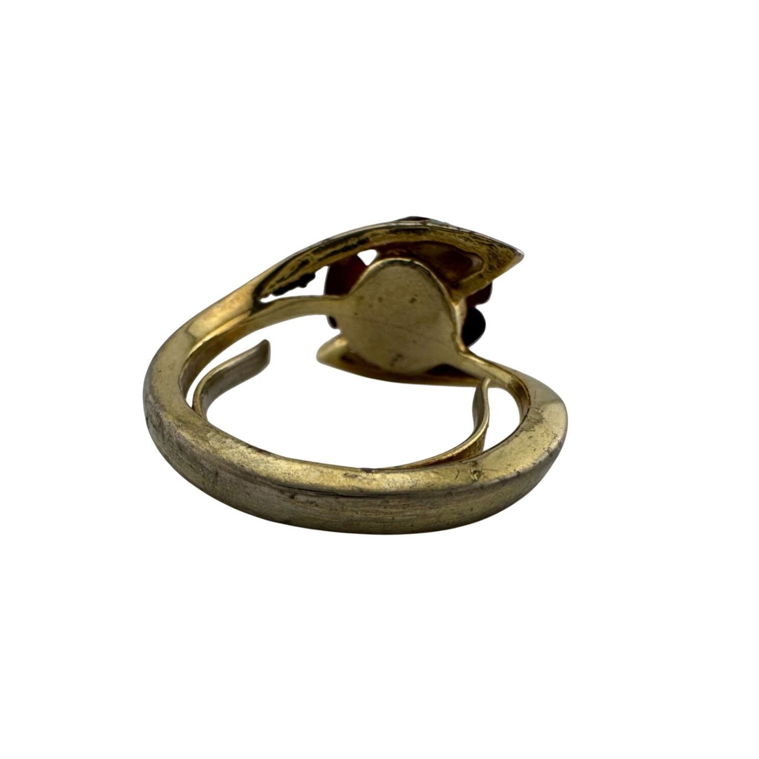 Other Women's Beautiful Gold Tone Red Rose Flower Ring Size ONE SIZE - 3 Thumbnail