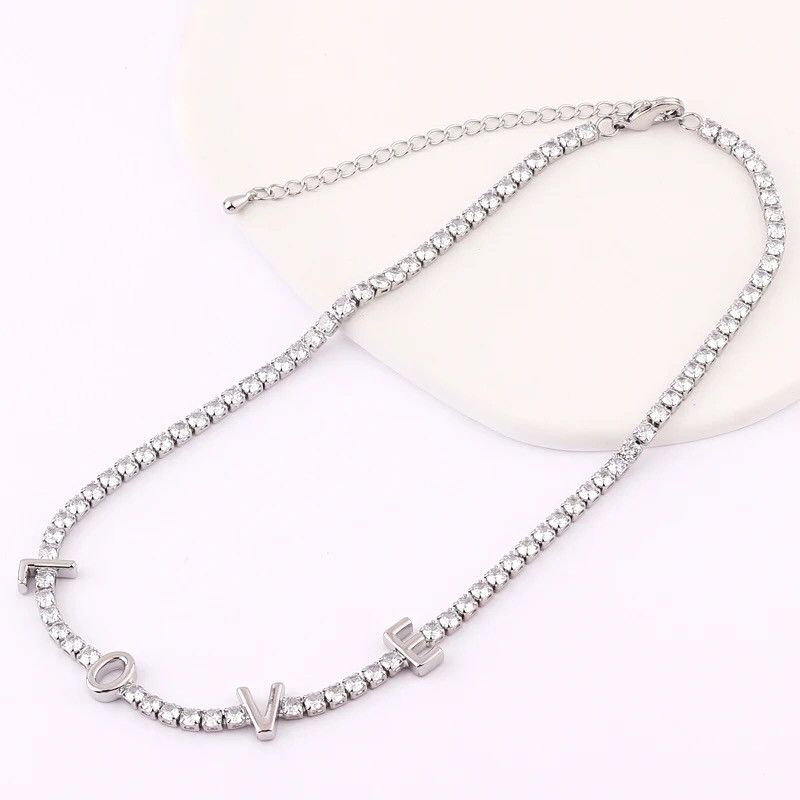 Jewelry Cubic Zircon Chain Love Necklace Size ONE SIZE - 2 Thumbnail