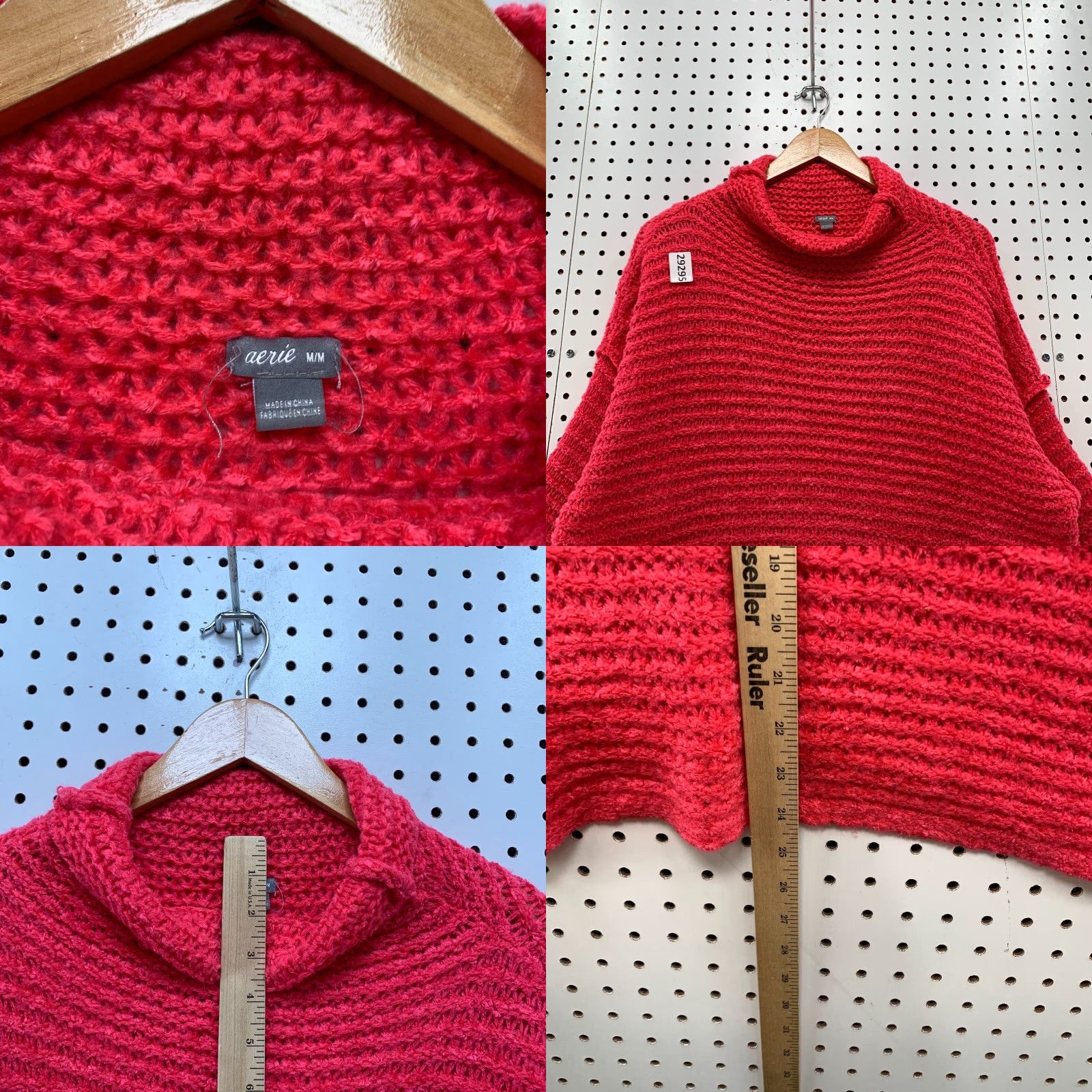 Vintage Aerie Knit Sweater Womens Medium Pink Relaxed Fit Drop Shoulder Cowl Neck Pullover - 90s/No Decade - Womens Size M / US 6-8 / IT 42-44 - 8 Thumbnail