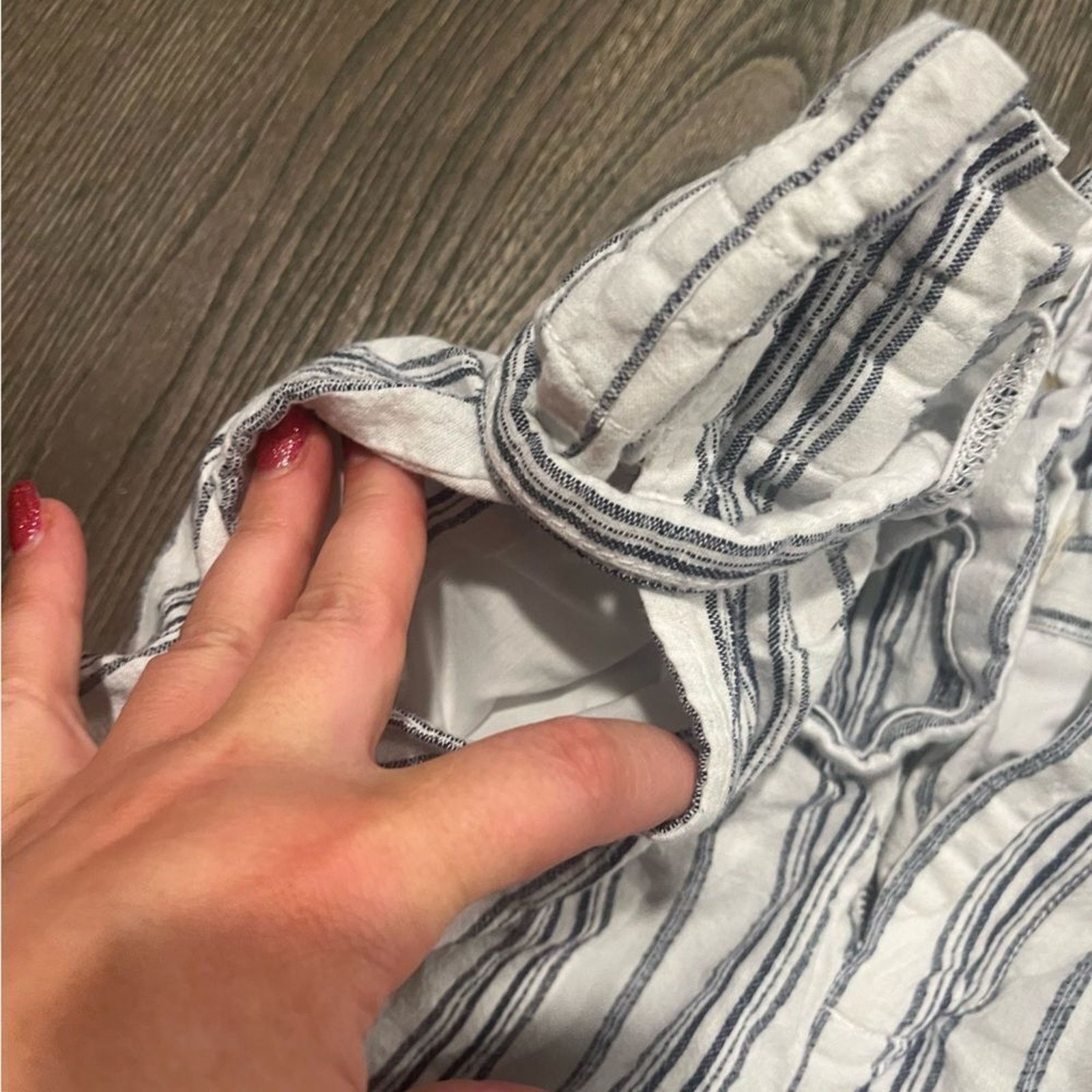 Madewell Madewell Linen Cotton Paperbag Pants White Striped Size 4 Size 27" / US 4 / IT 40 - 4 Thumbnail
